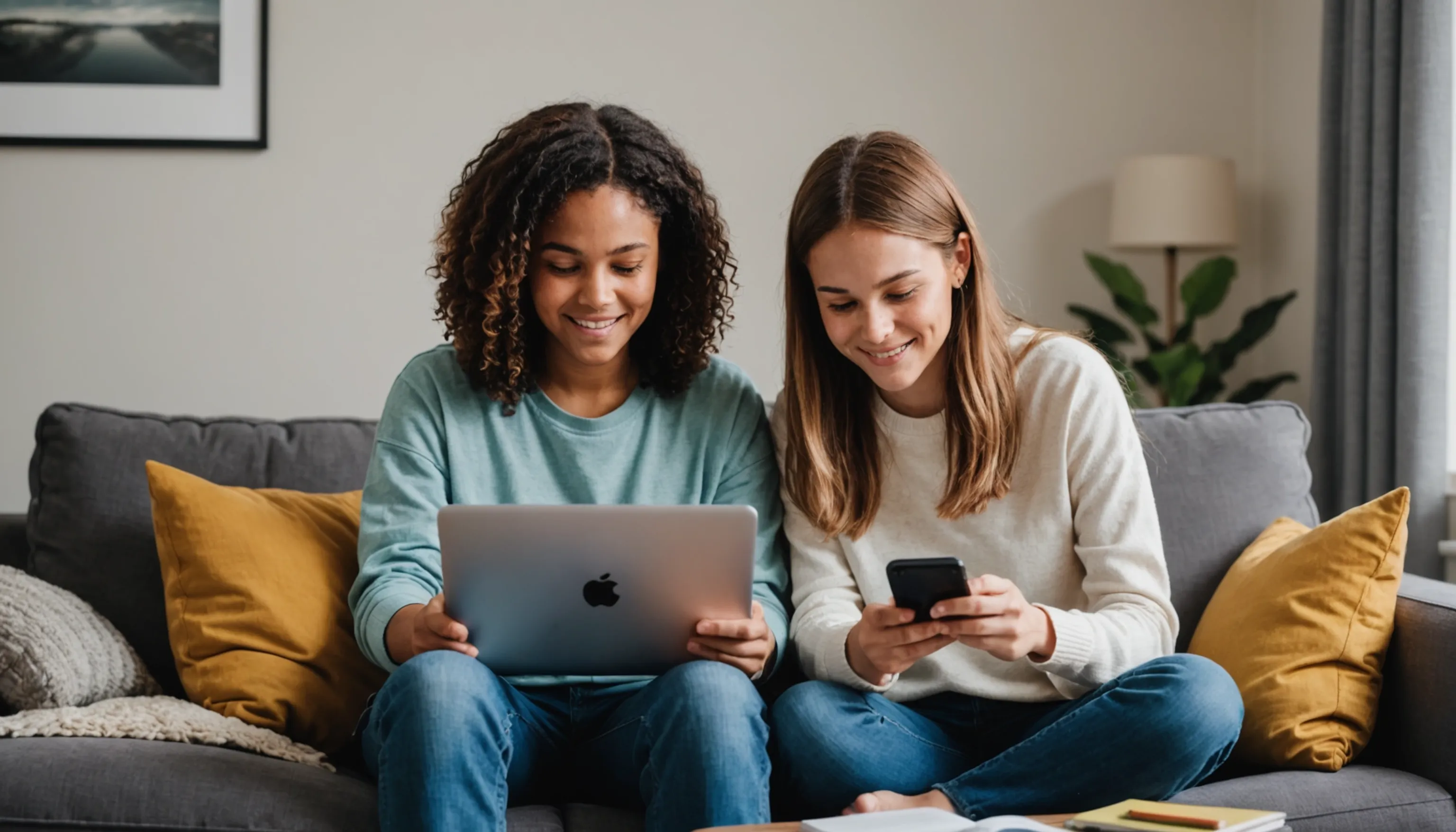 Parents managing screen time and learning balance for teenagers