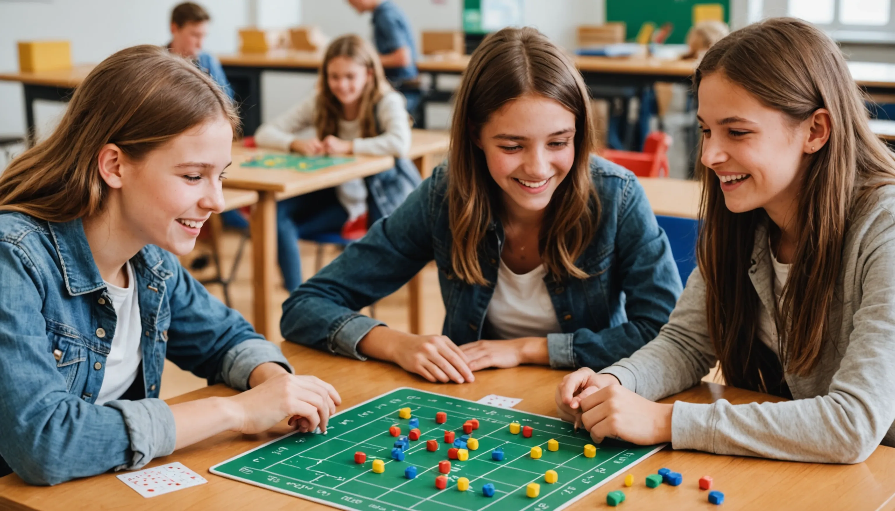 Teenagers engaged in Baugarten math game