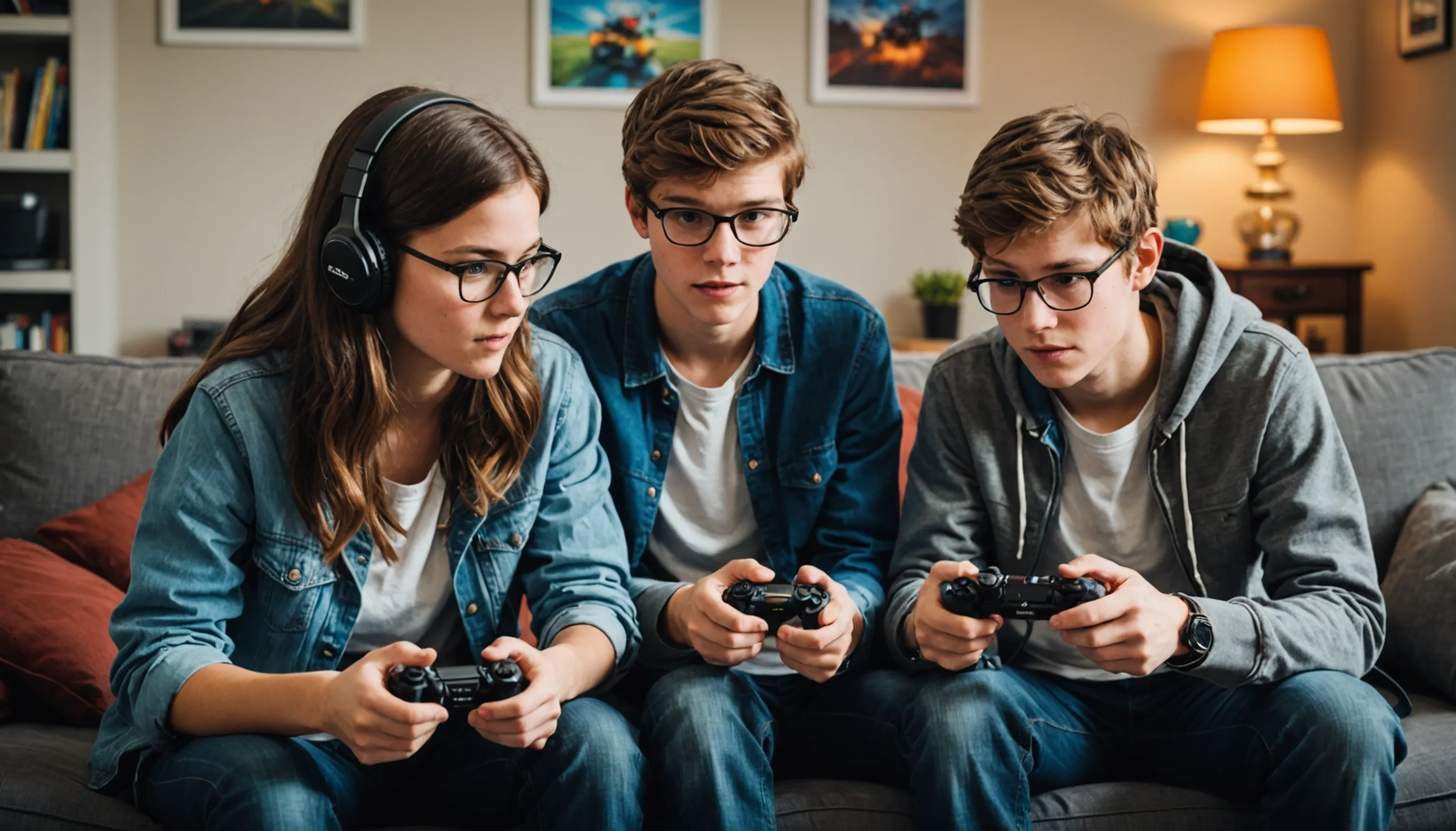 Teenagers developing problem-solving skills through gaming