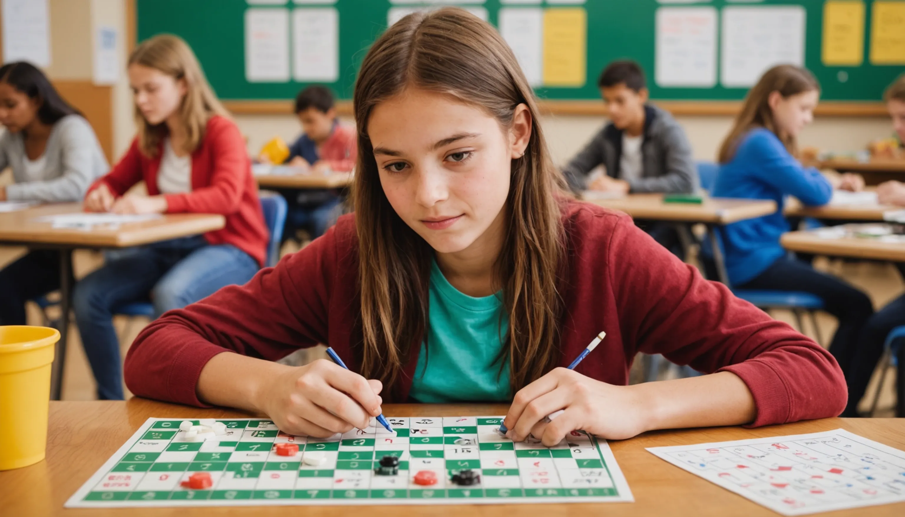 Teenager enjoying math games for brain activity