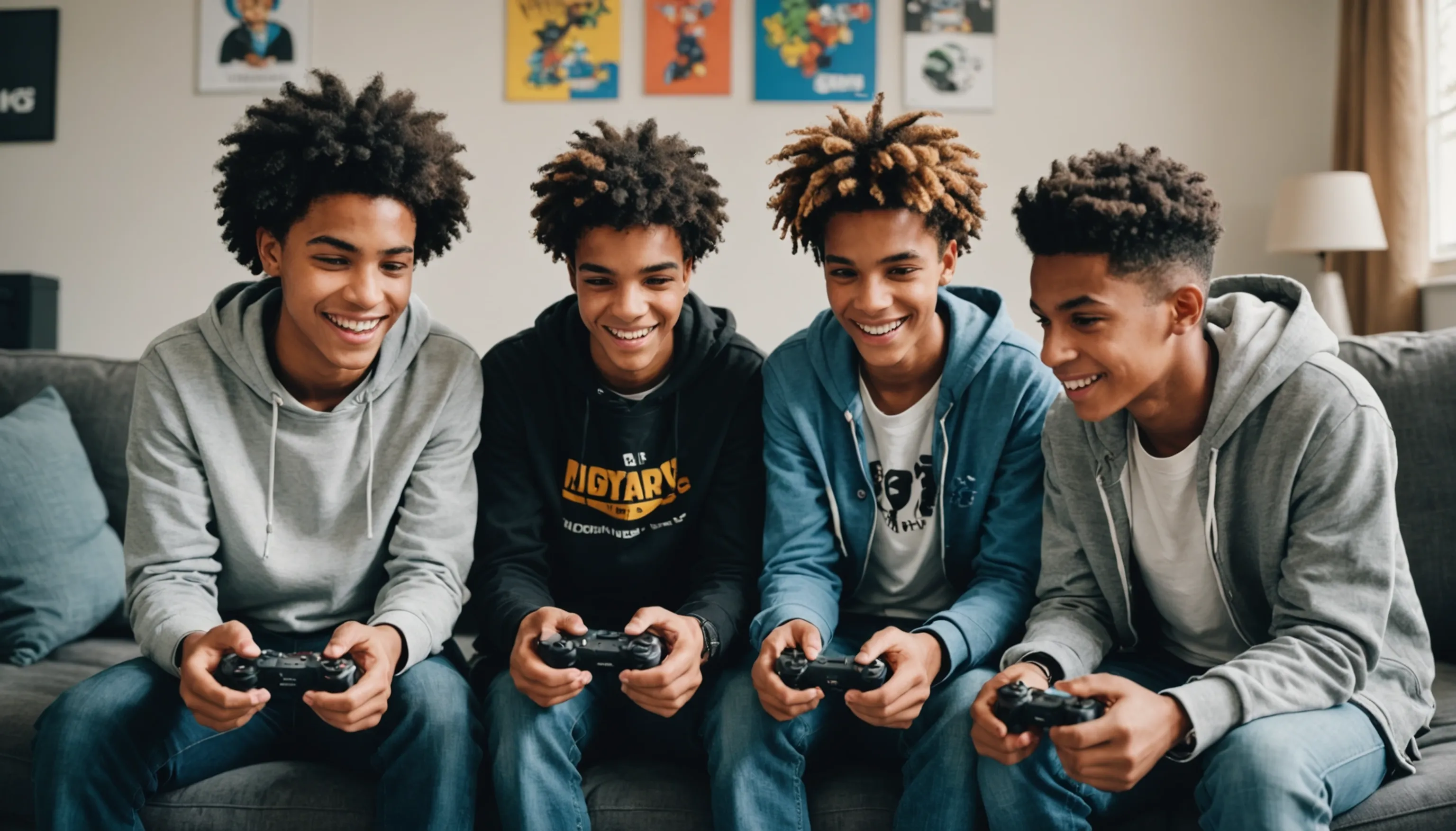 Teenagers collaborating through video games for teamwork skills