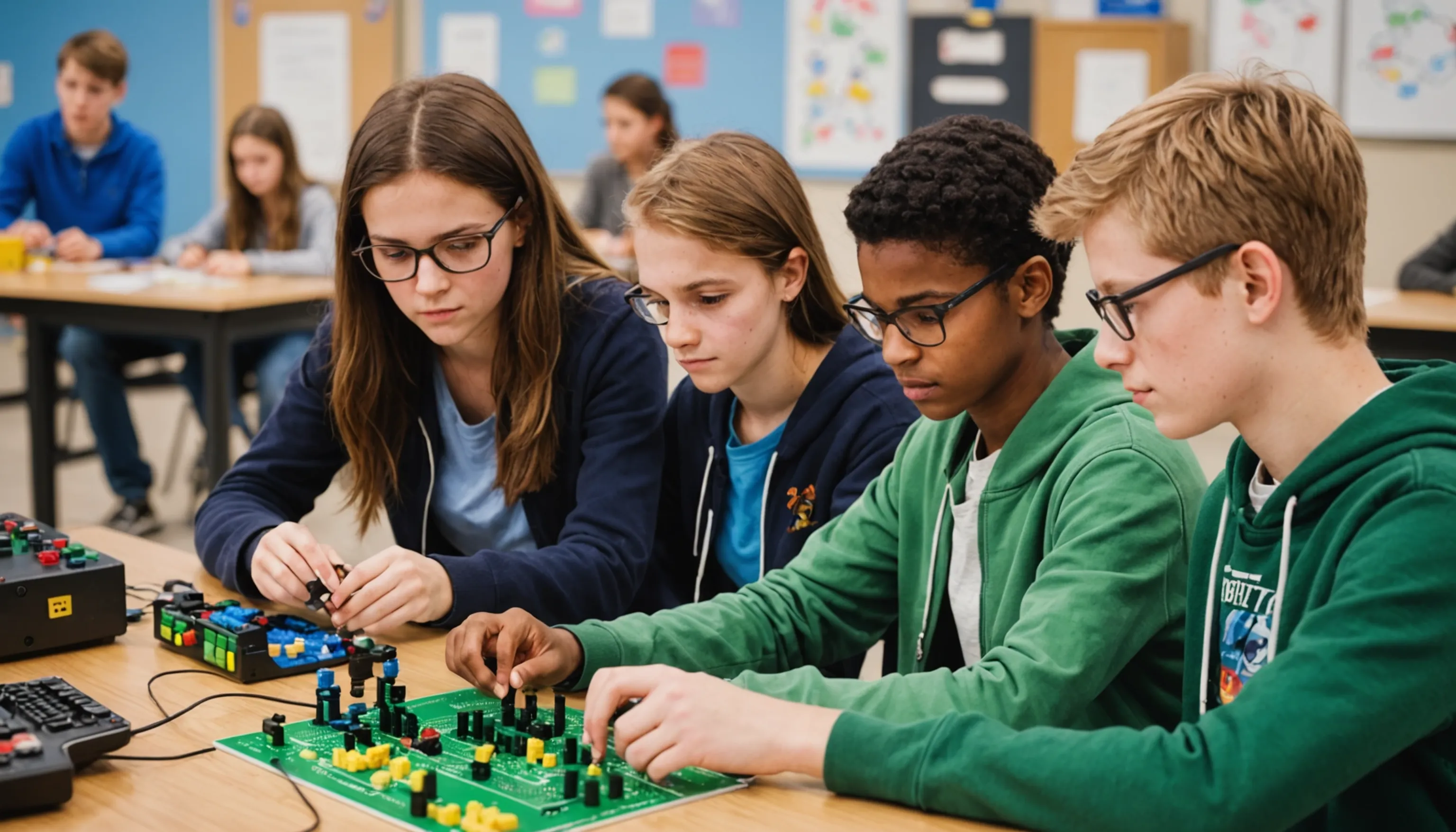 Teenagers engaging with STEM games for learning