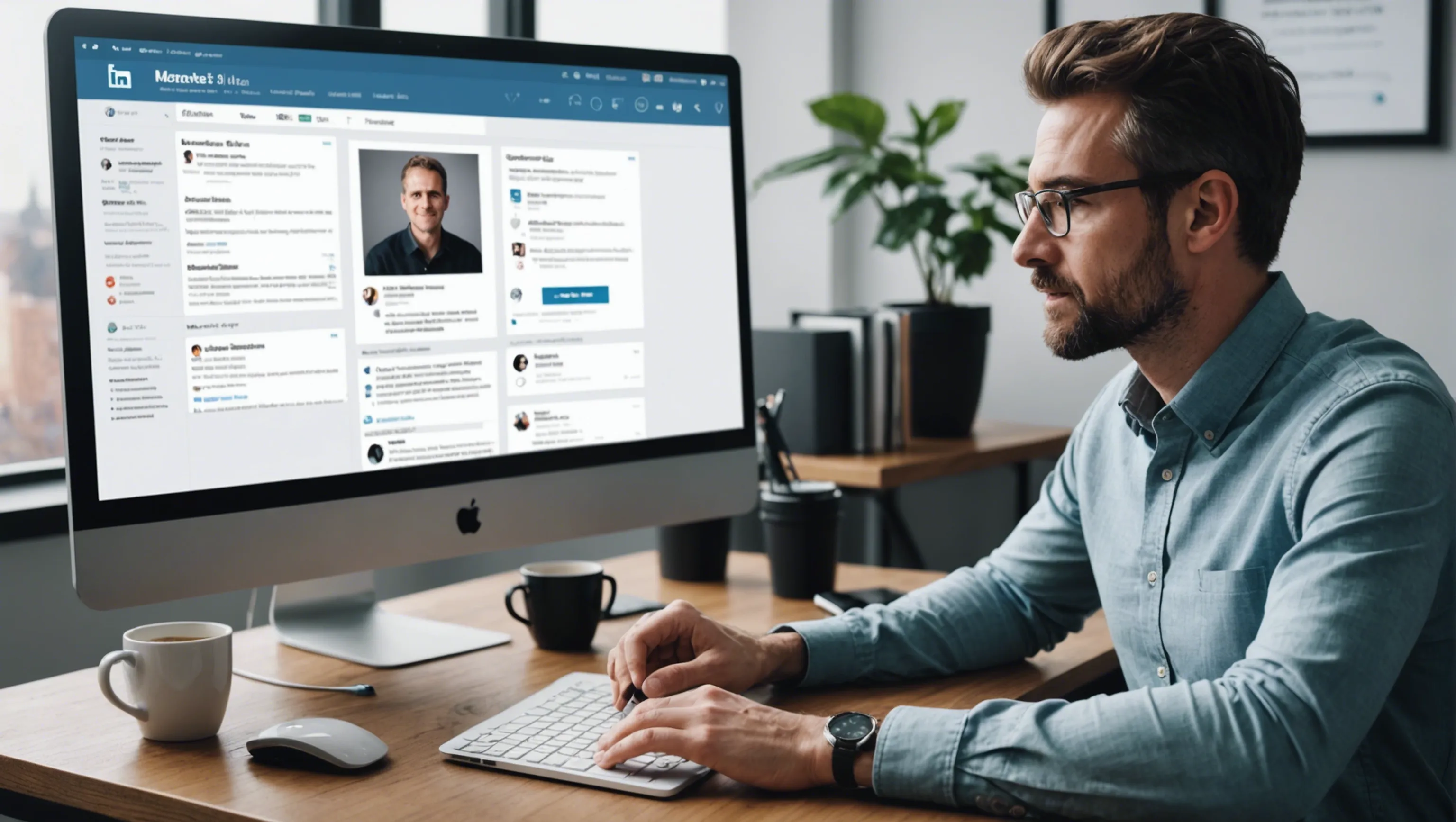 Marketer analysiert erweiterte Profilstatistiken auf LinkedIn