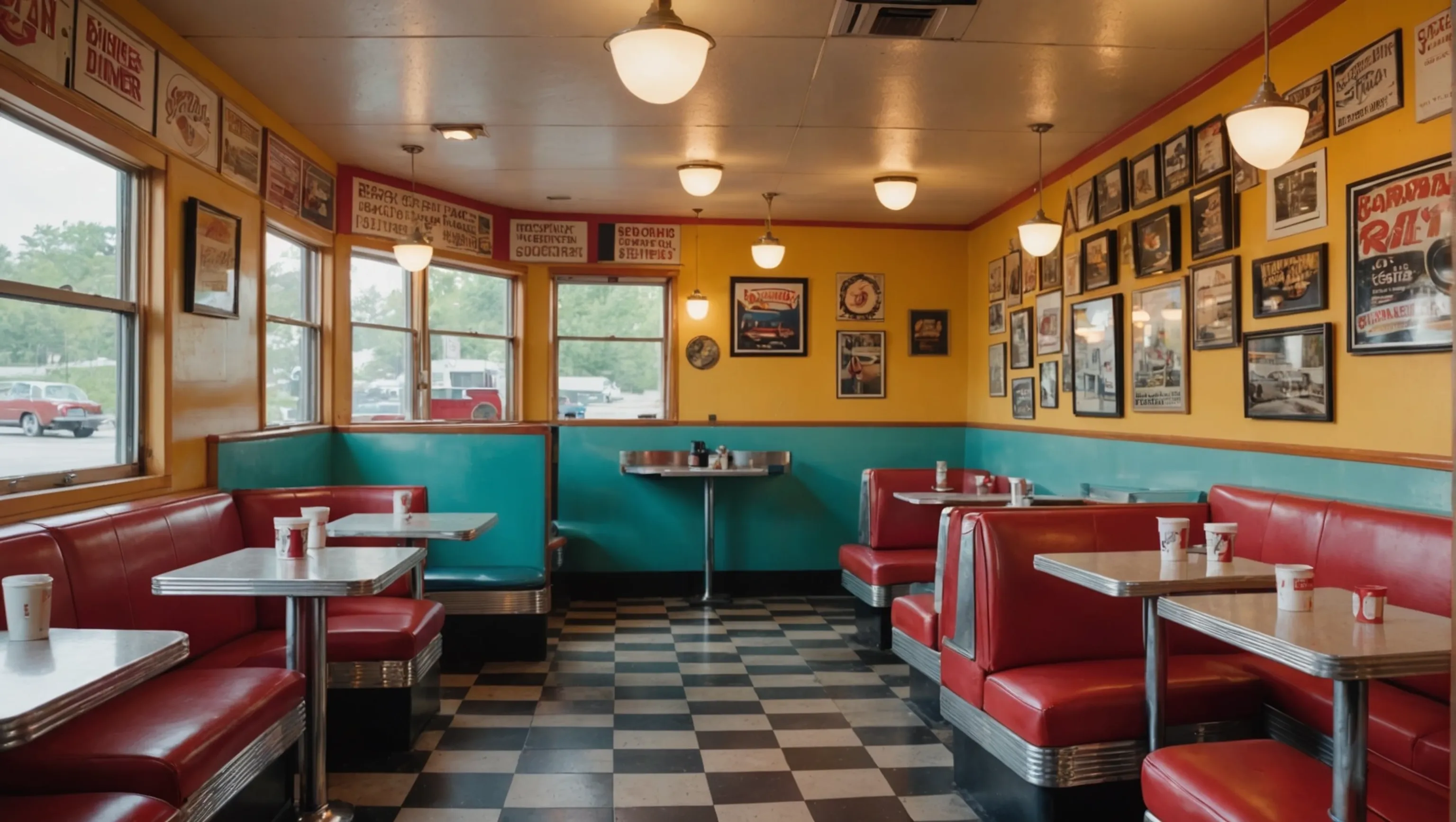 Unique atmosphere and decor in a roadside diner