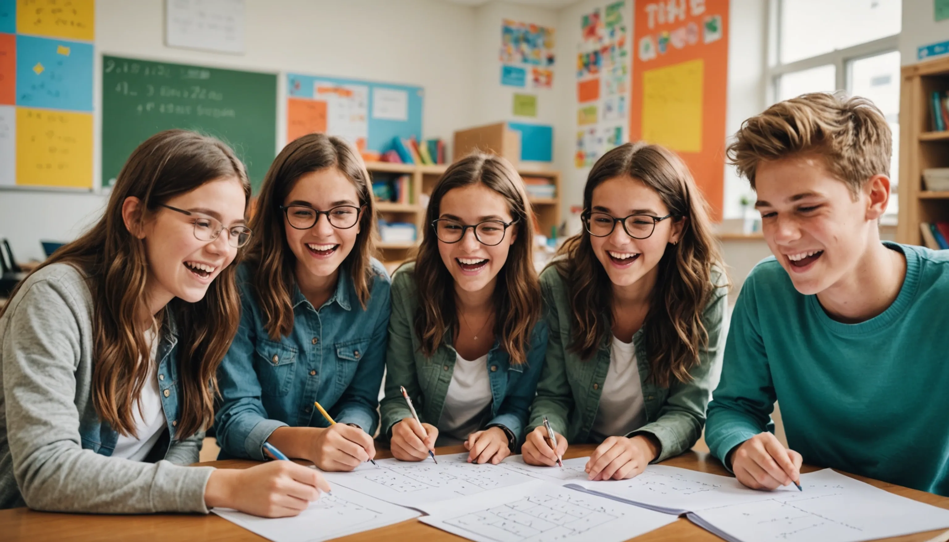 Teenagers enjoying math through fun activities and real-life applications