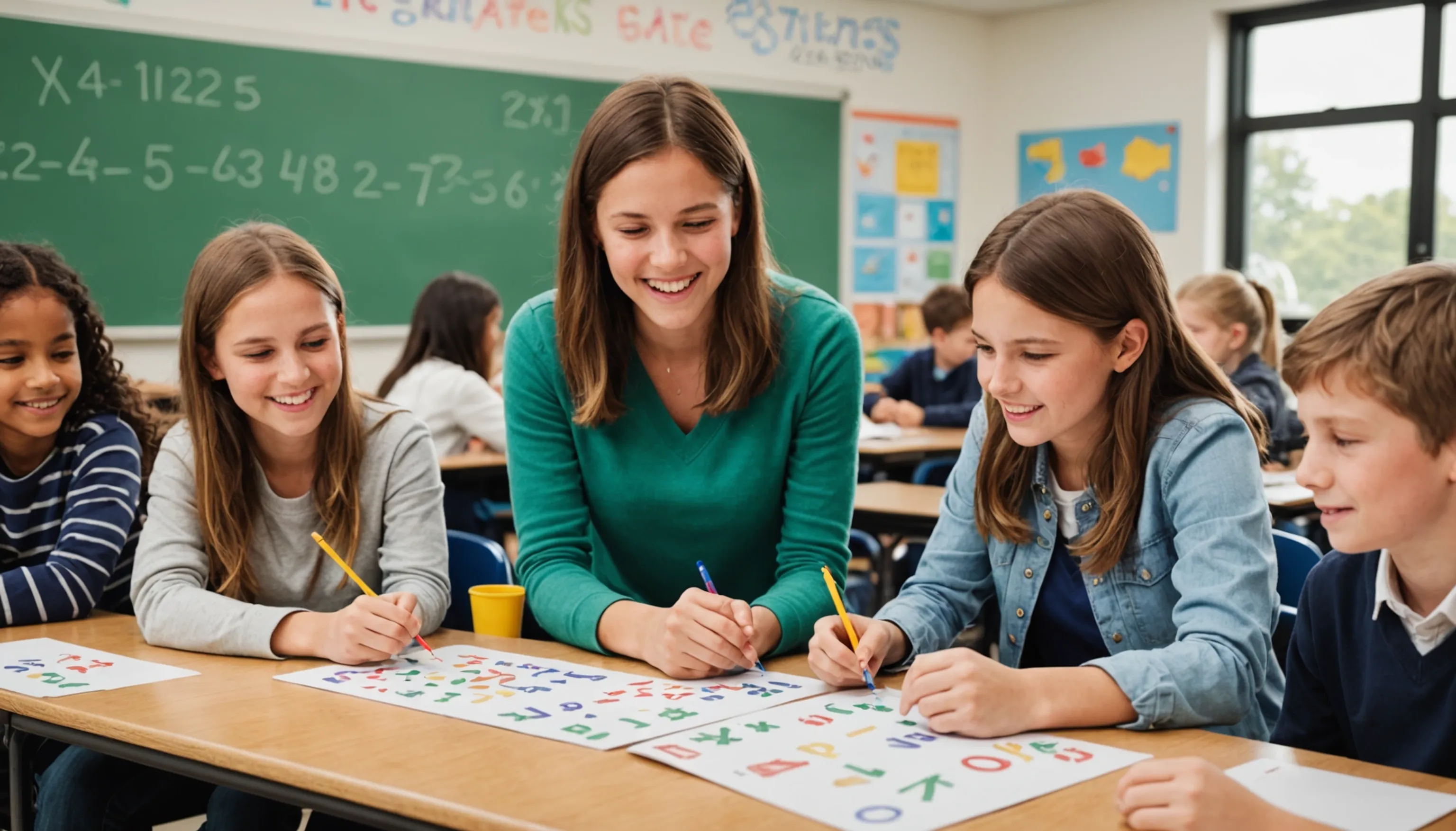 Students learning new math topics through interactive games