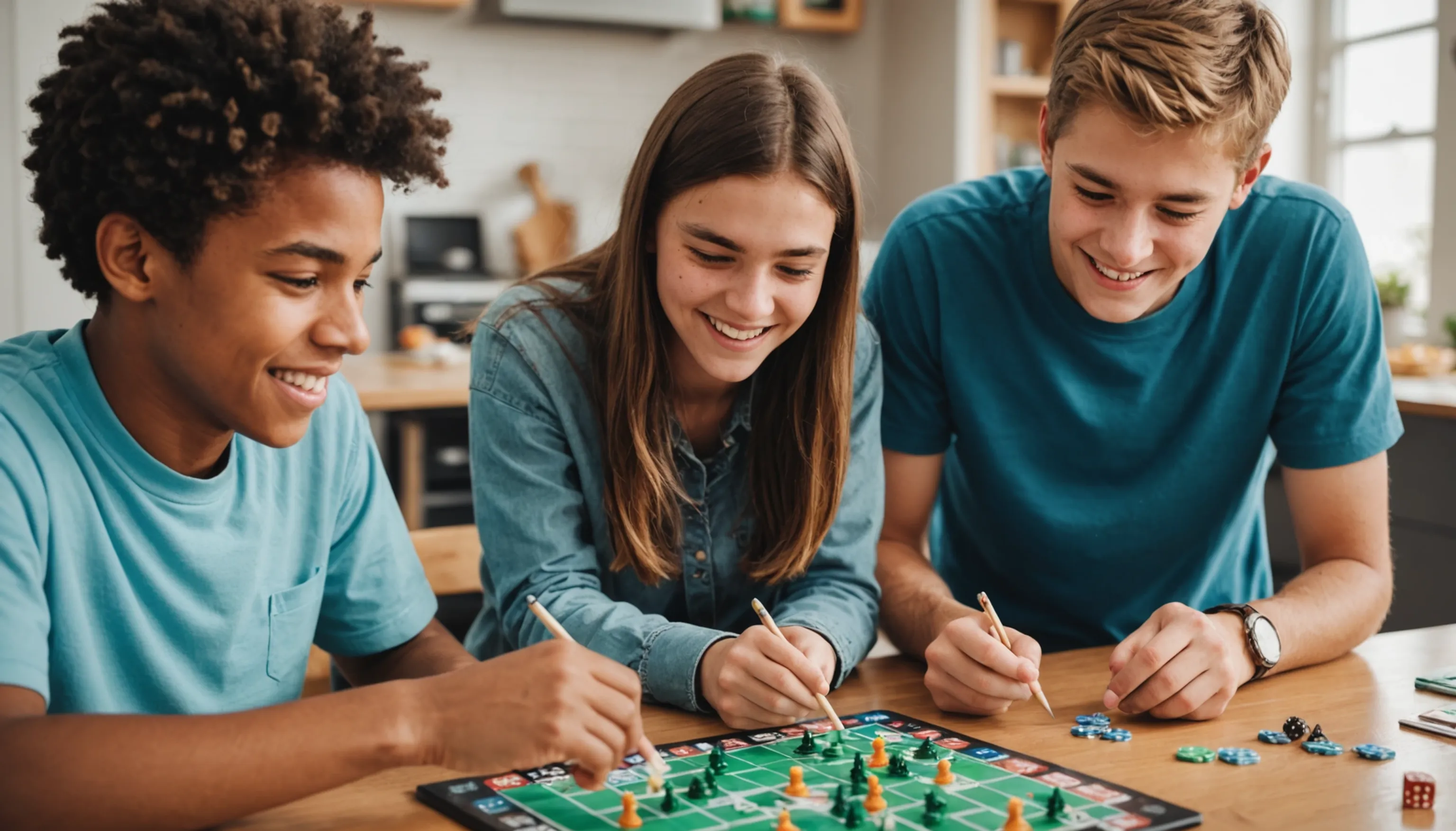 Teenagers enjoying engaging real math games