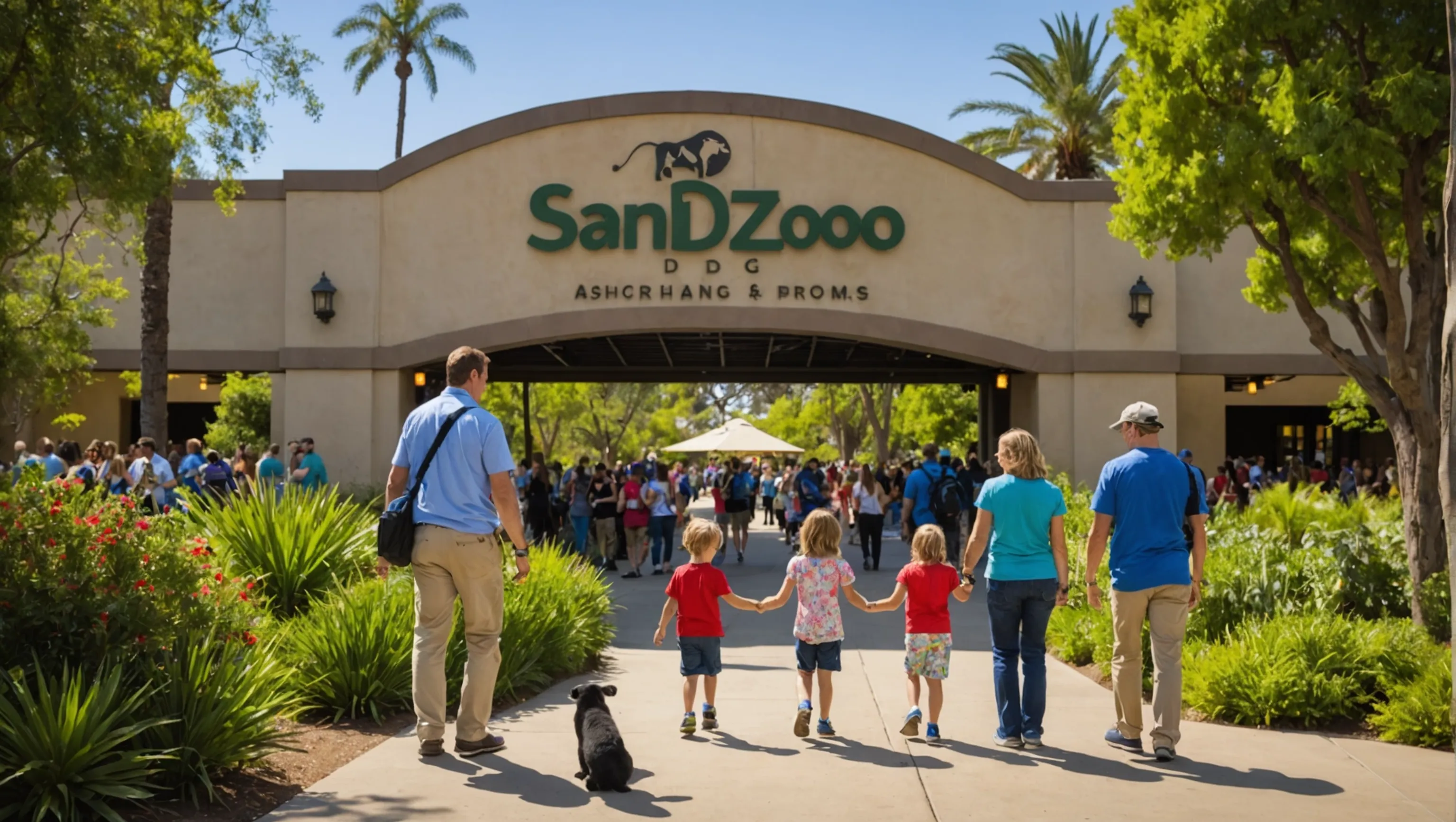 Family visiting the San Diego Zoo on a free admission day