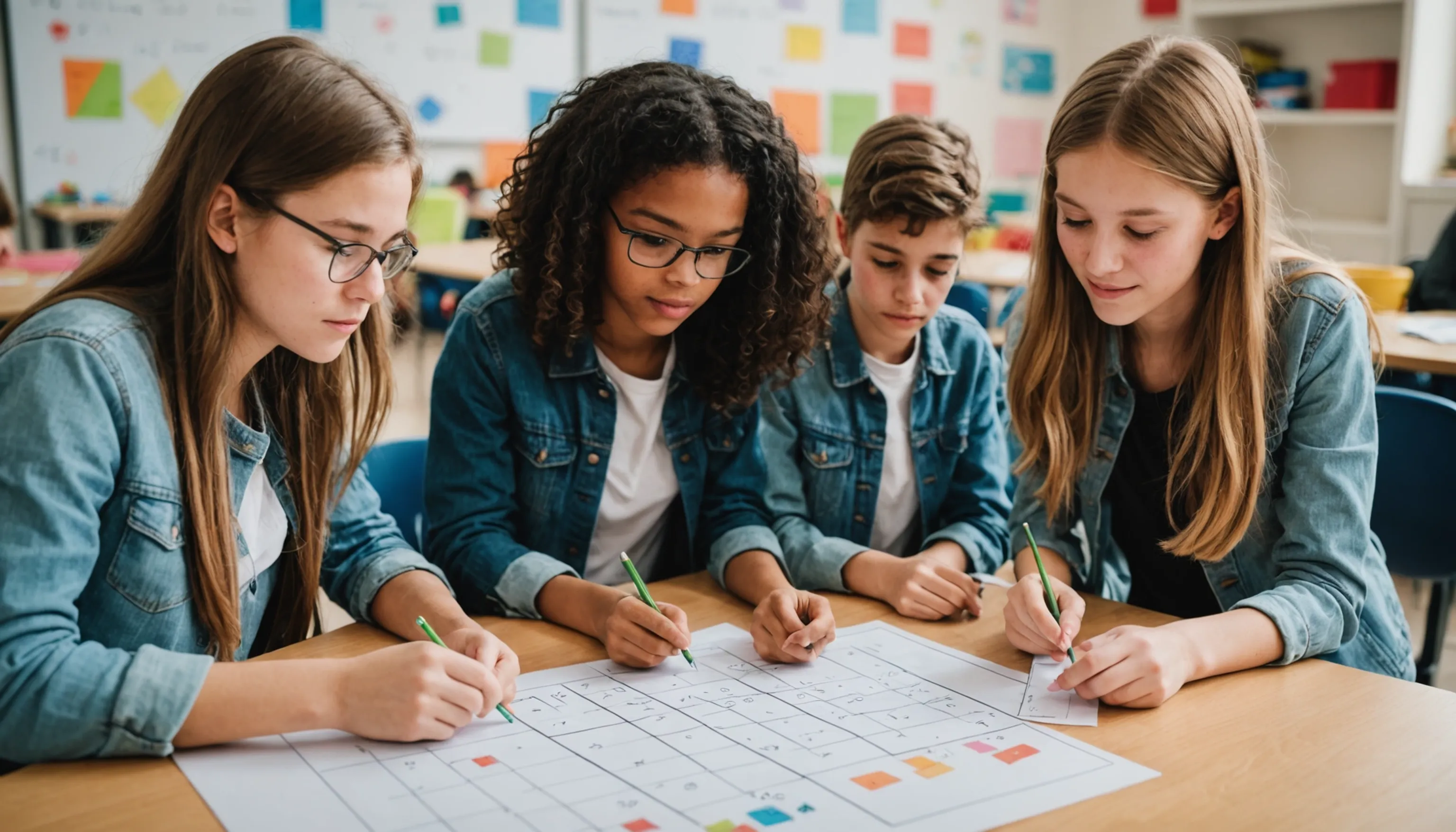 Teenagers engaging in math games for STEM learning