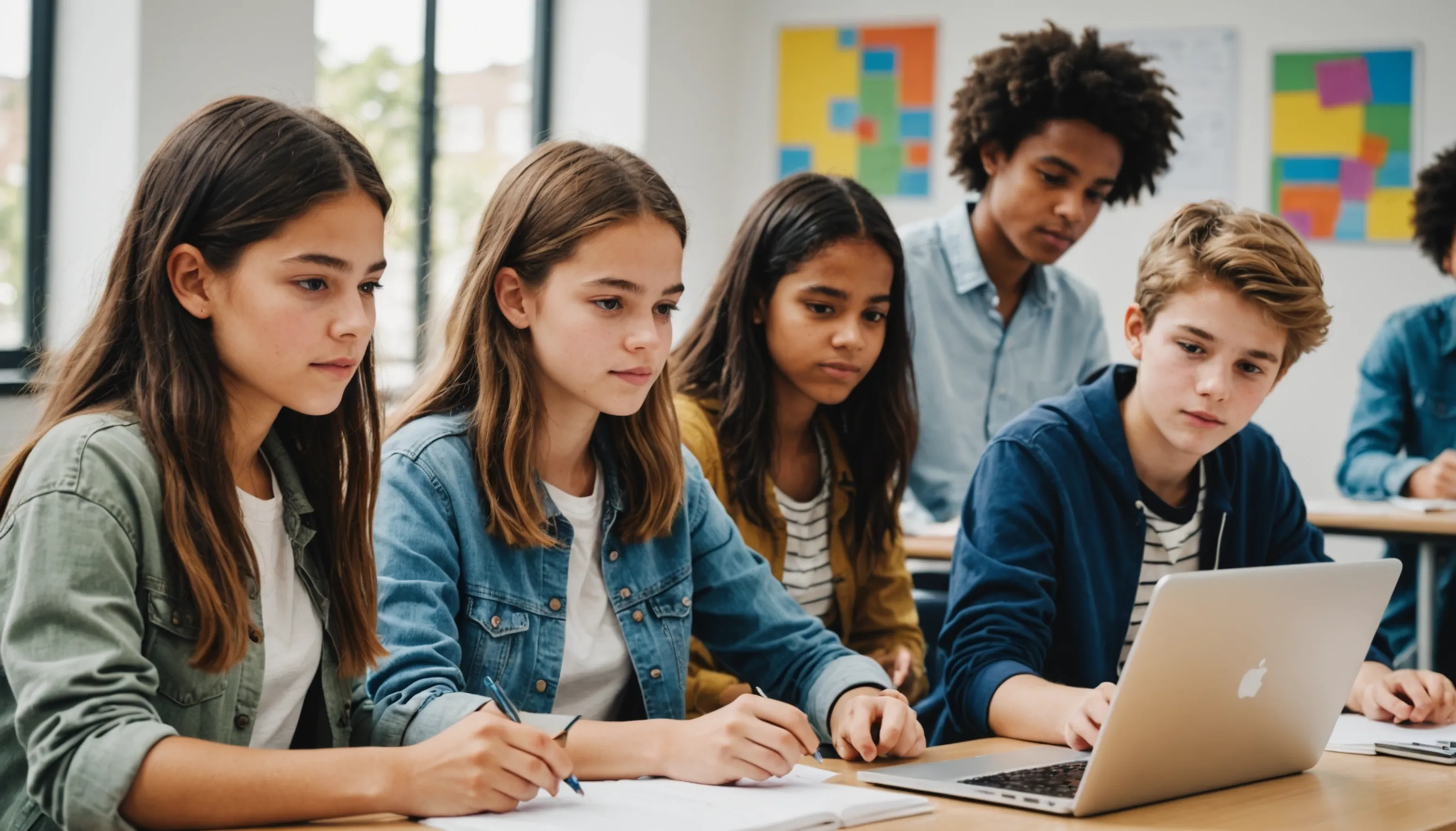 Teenagers engaging in future digital learning models