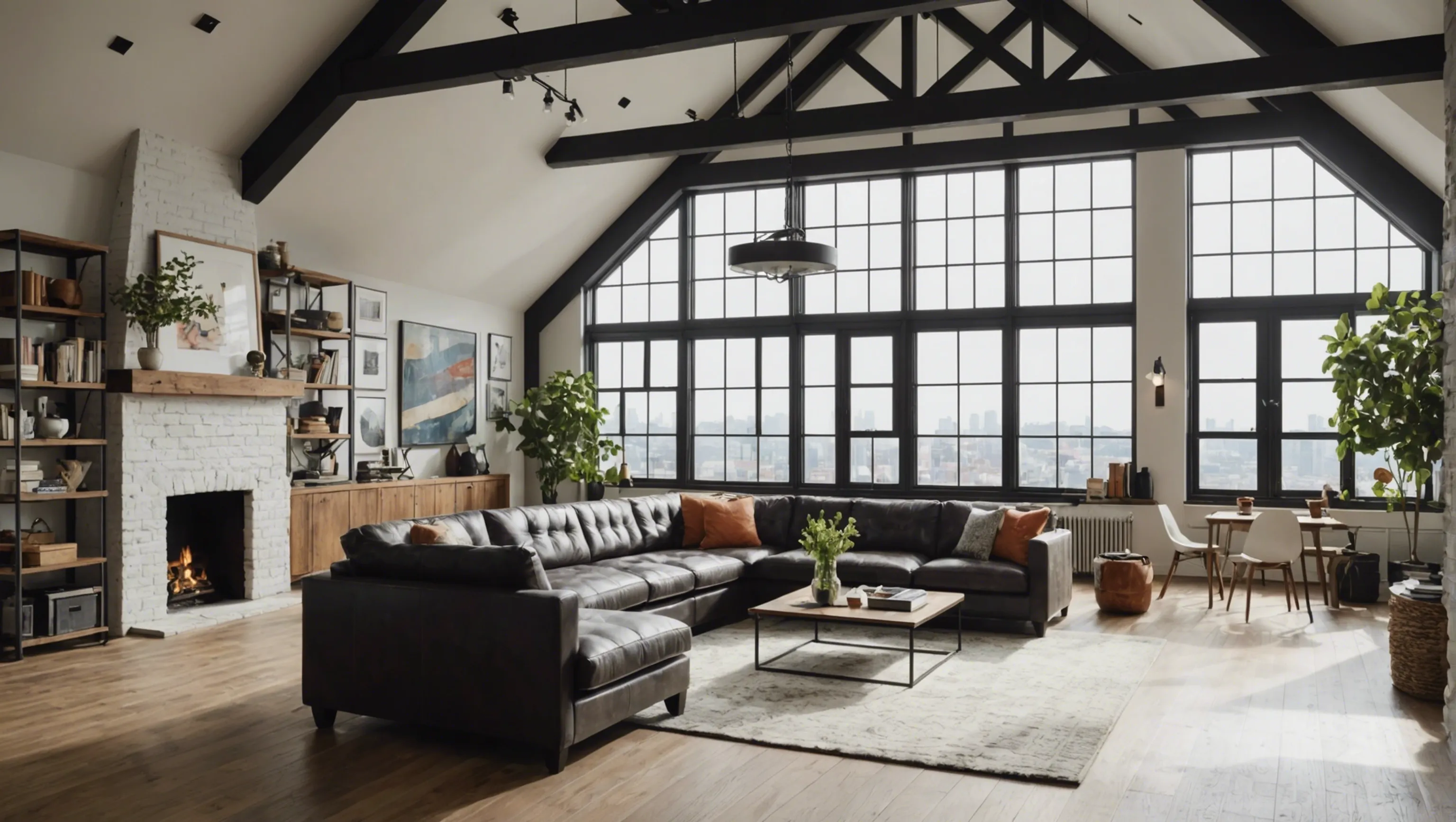 Loft avec grandes fenêtres pour un espace lumineux et inspirant