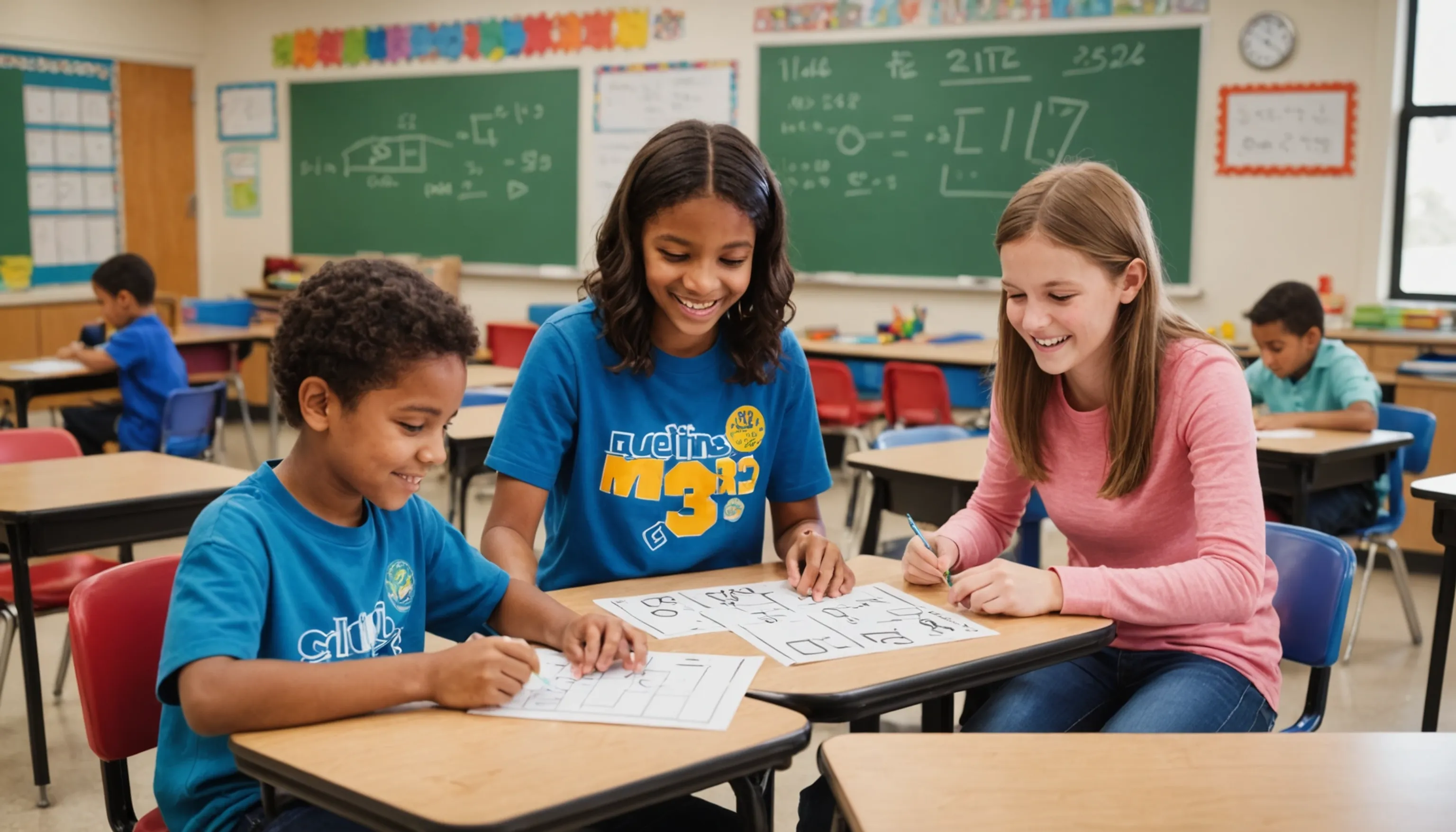 Students playing games to enhance math learning