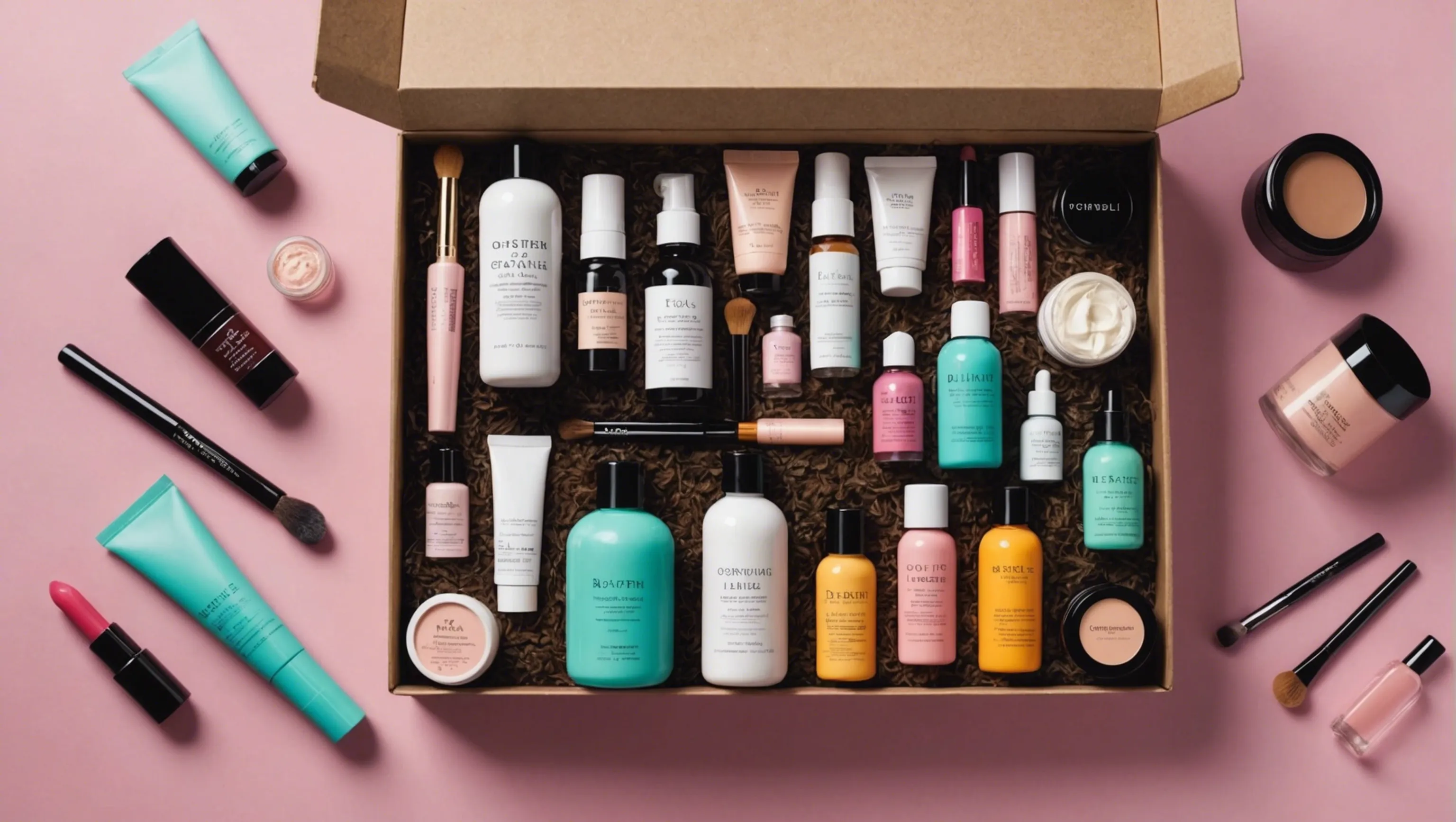 Beauty box avec une sélection de produits de beauté