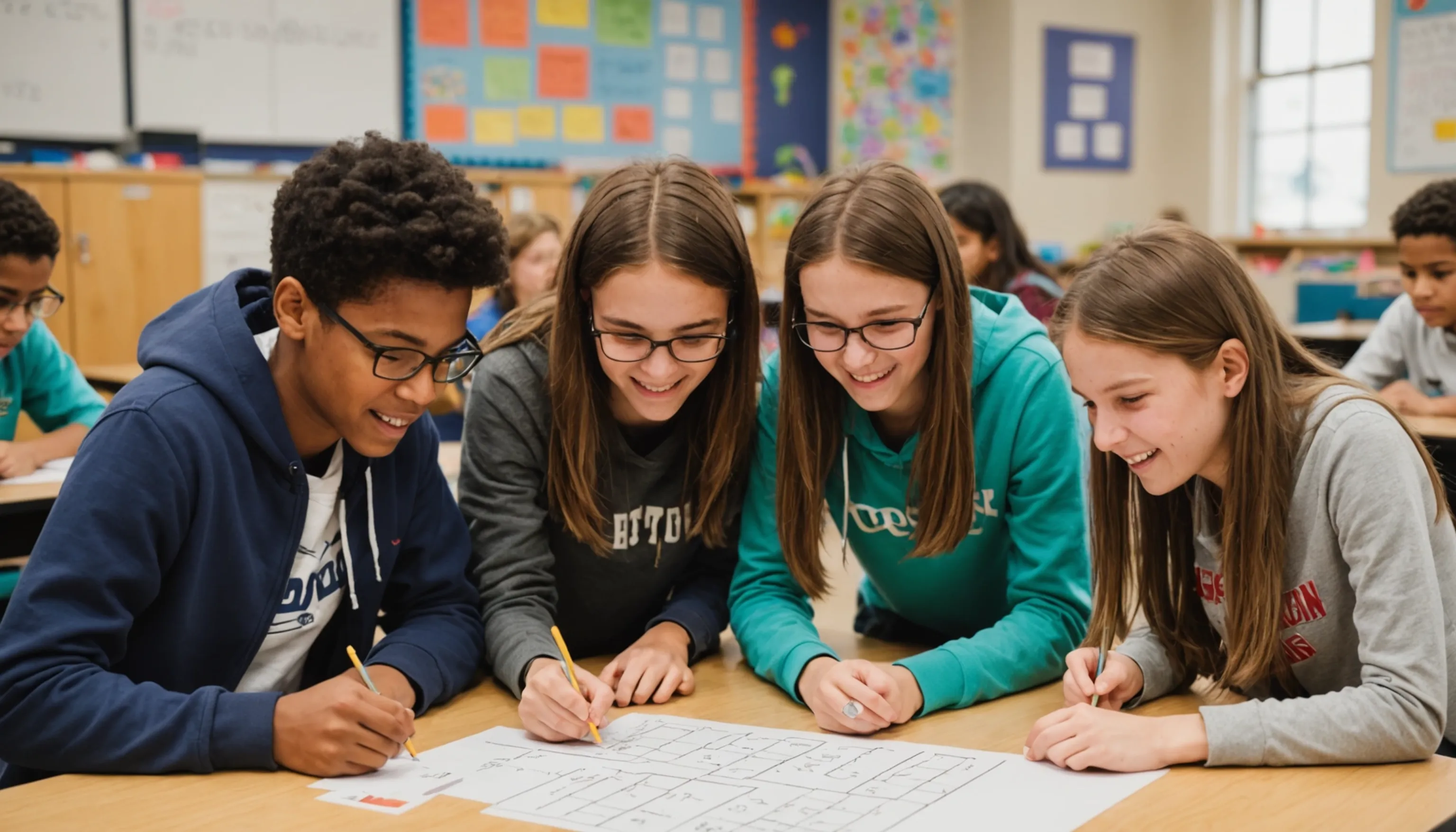 Teenagers enjoying engaging real math games