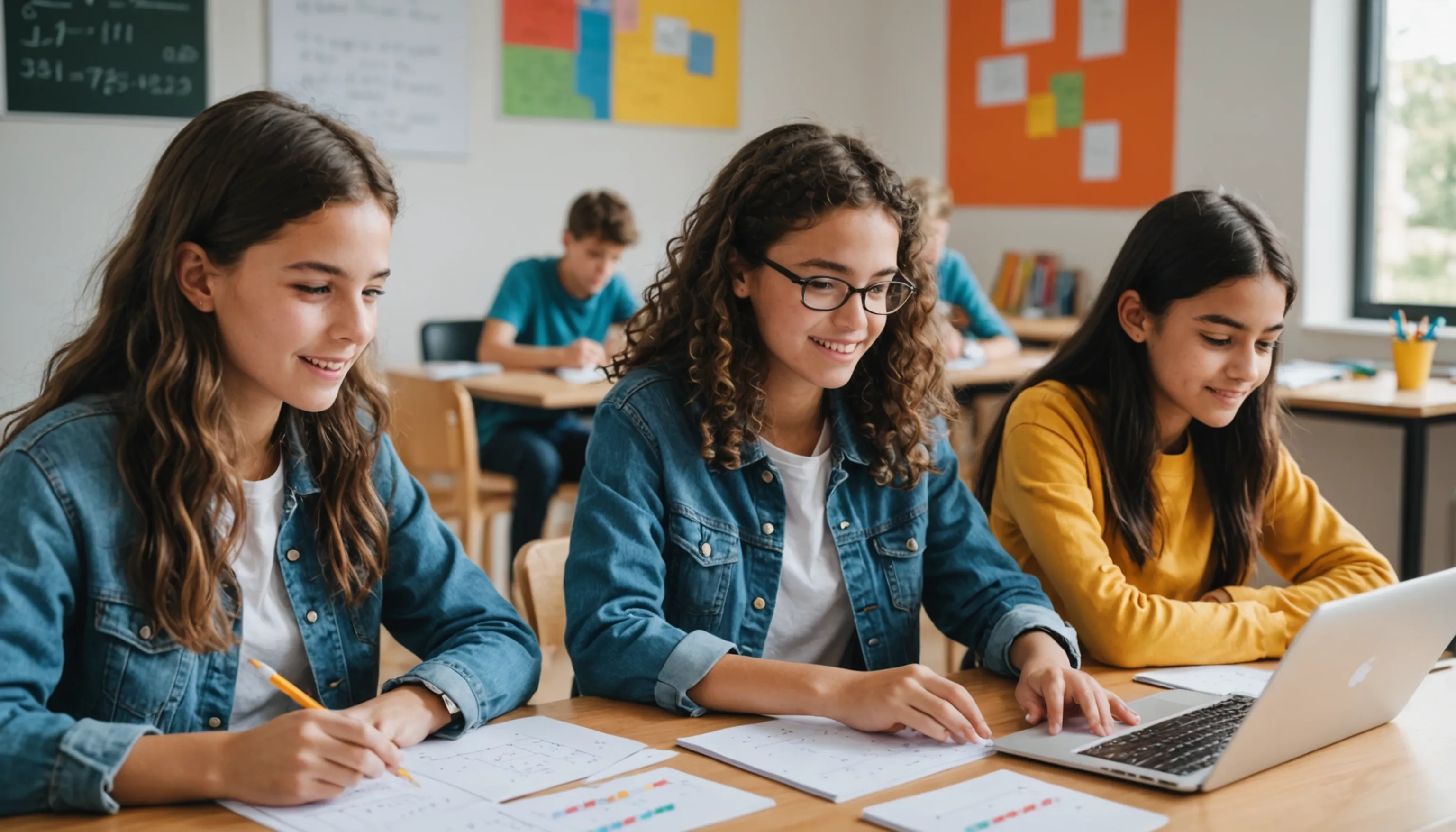 Teenagers engaged in math learning games for better understanding