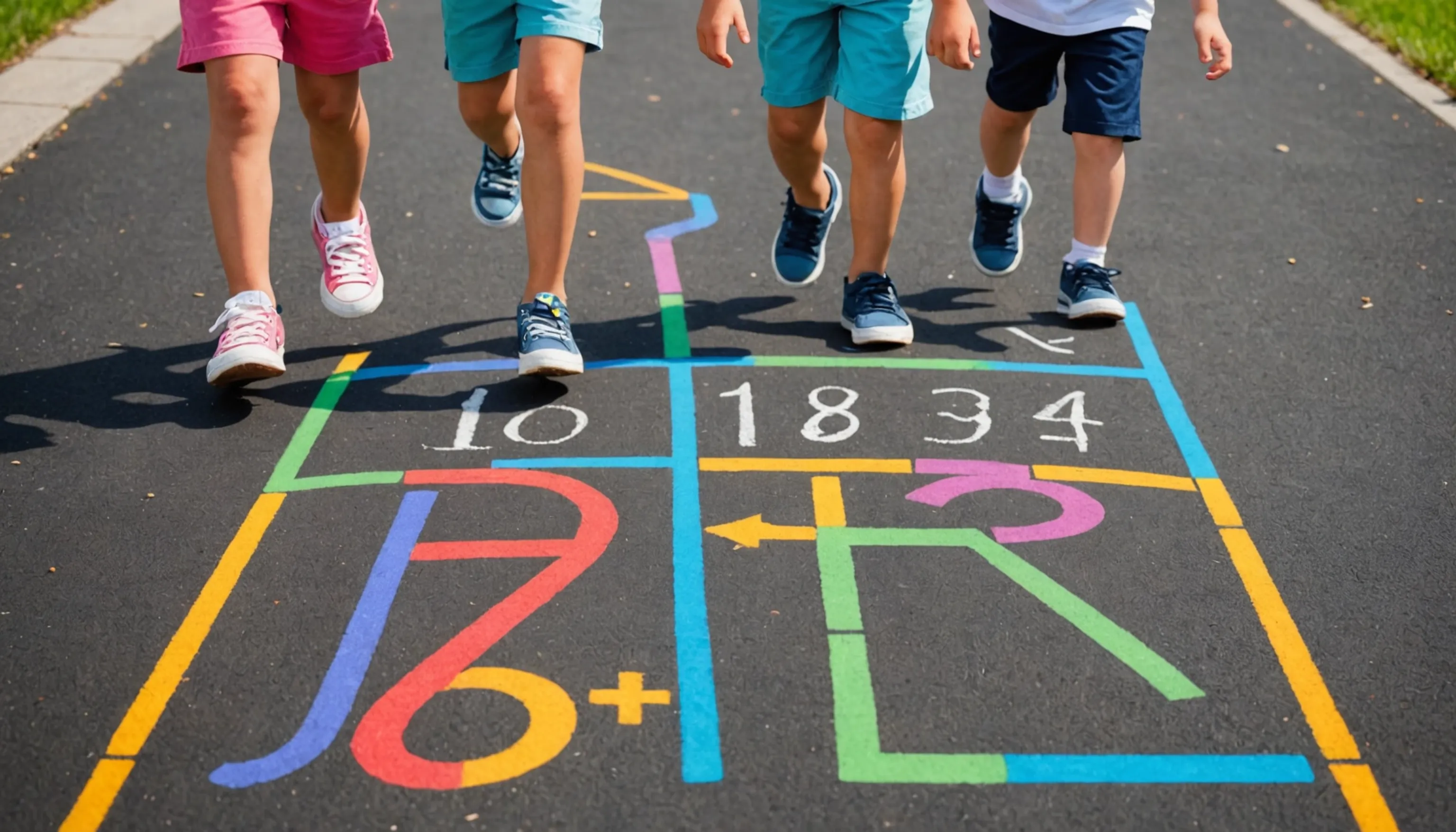 Children playing Number Line Hopscotch