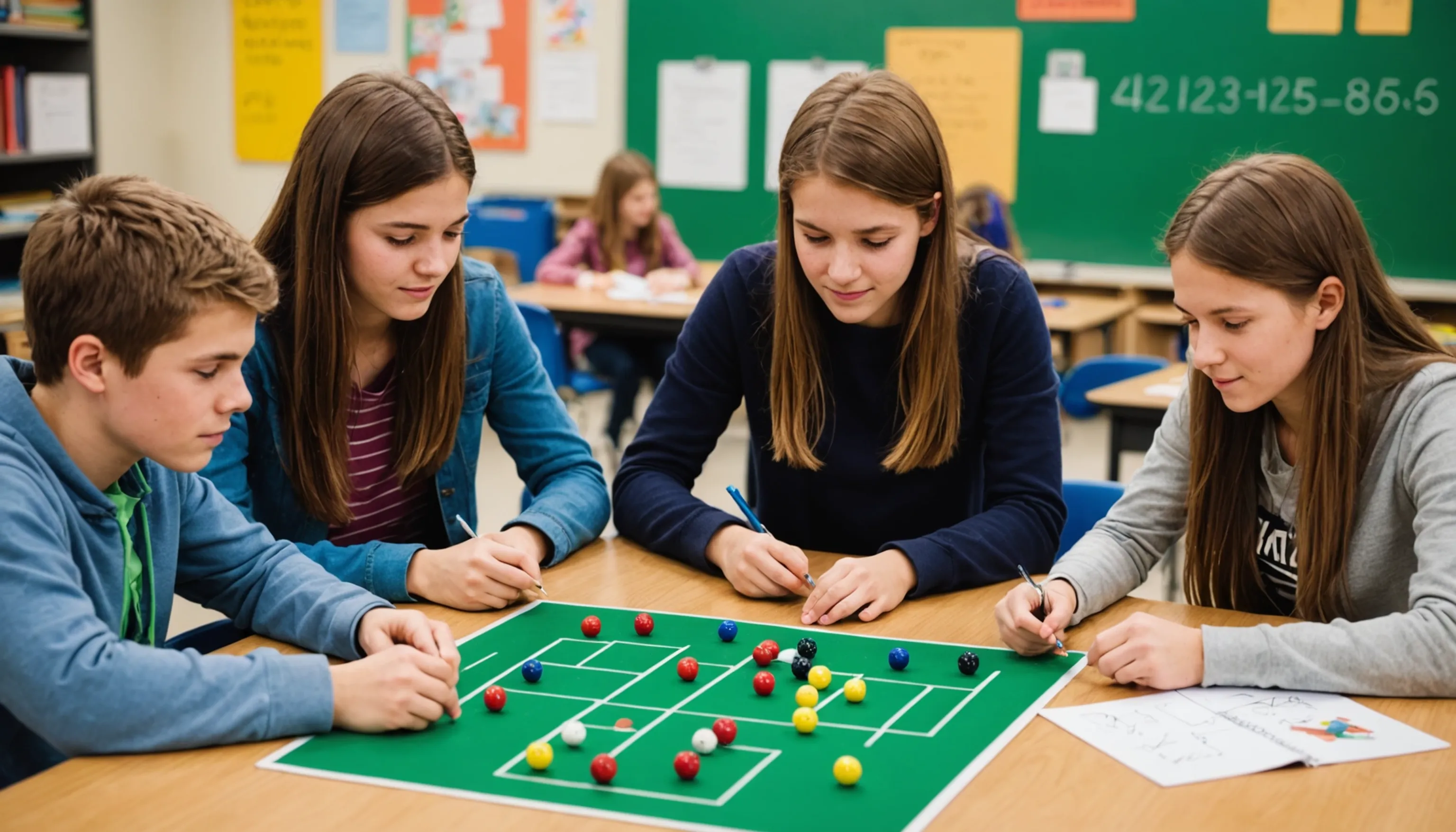 Teenagers enjoying engaging algebra games for learning