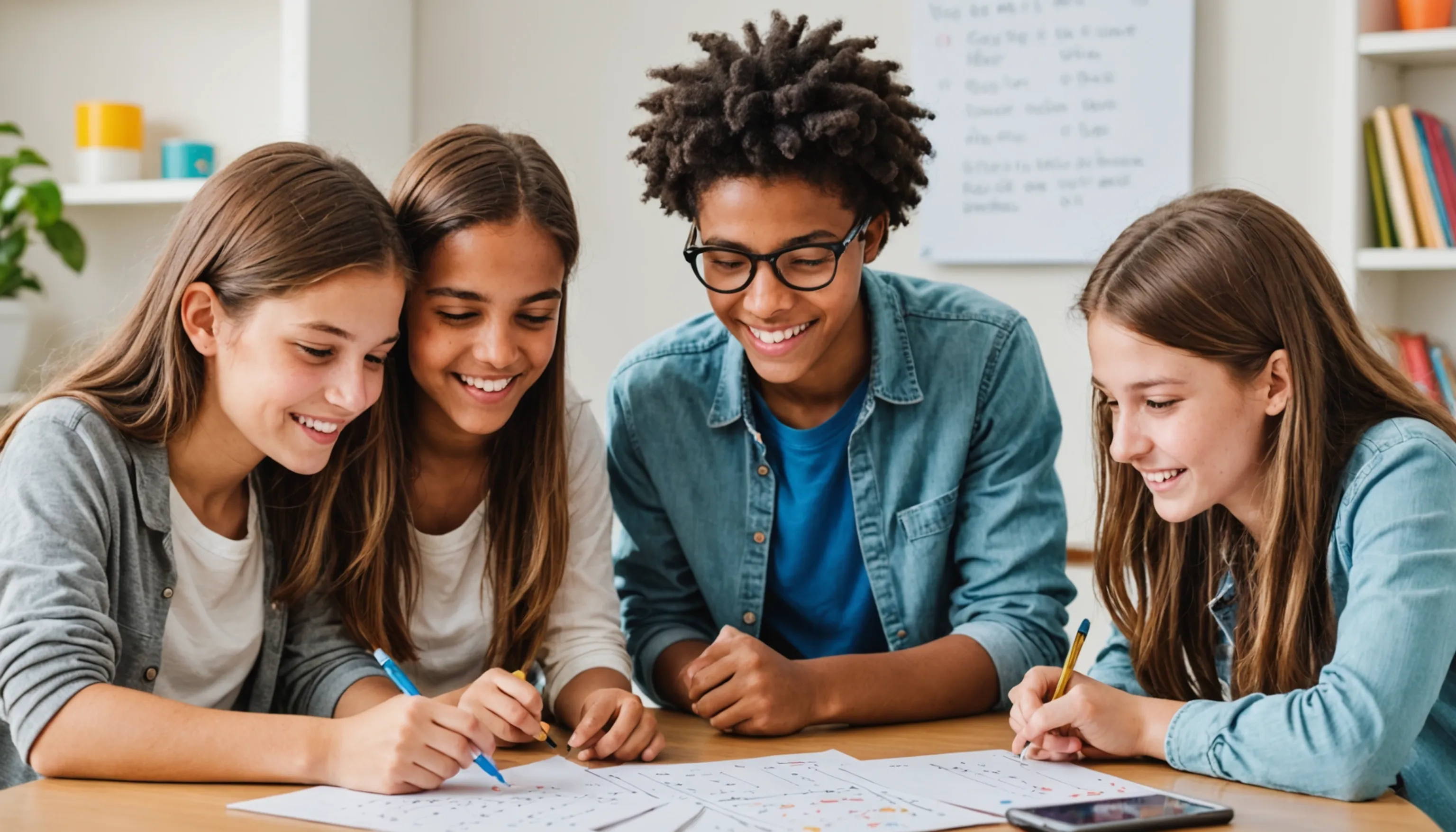 Teenagers enjoying free math games for learning