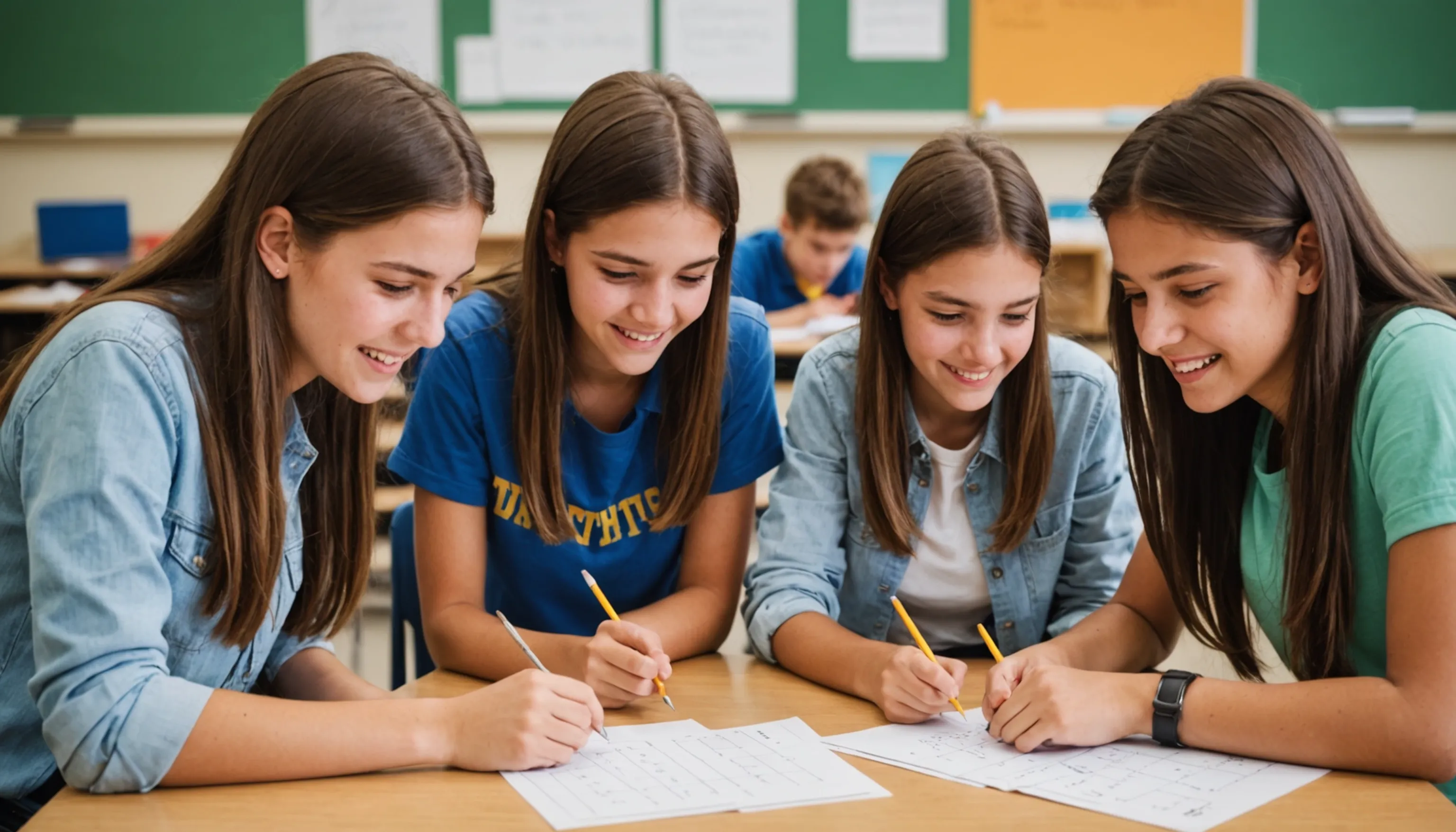 Teenagers enjoying engaging math games for grade 10 learning