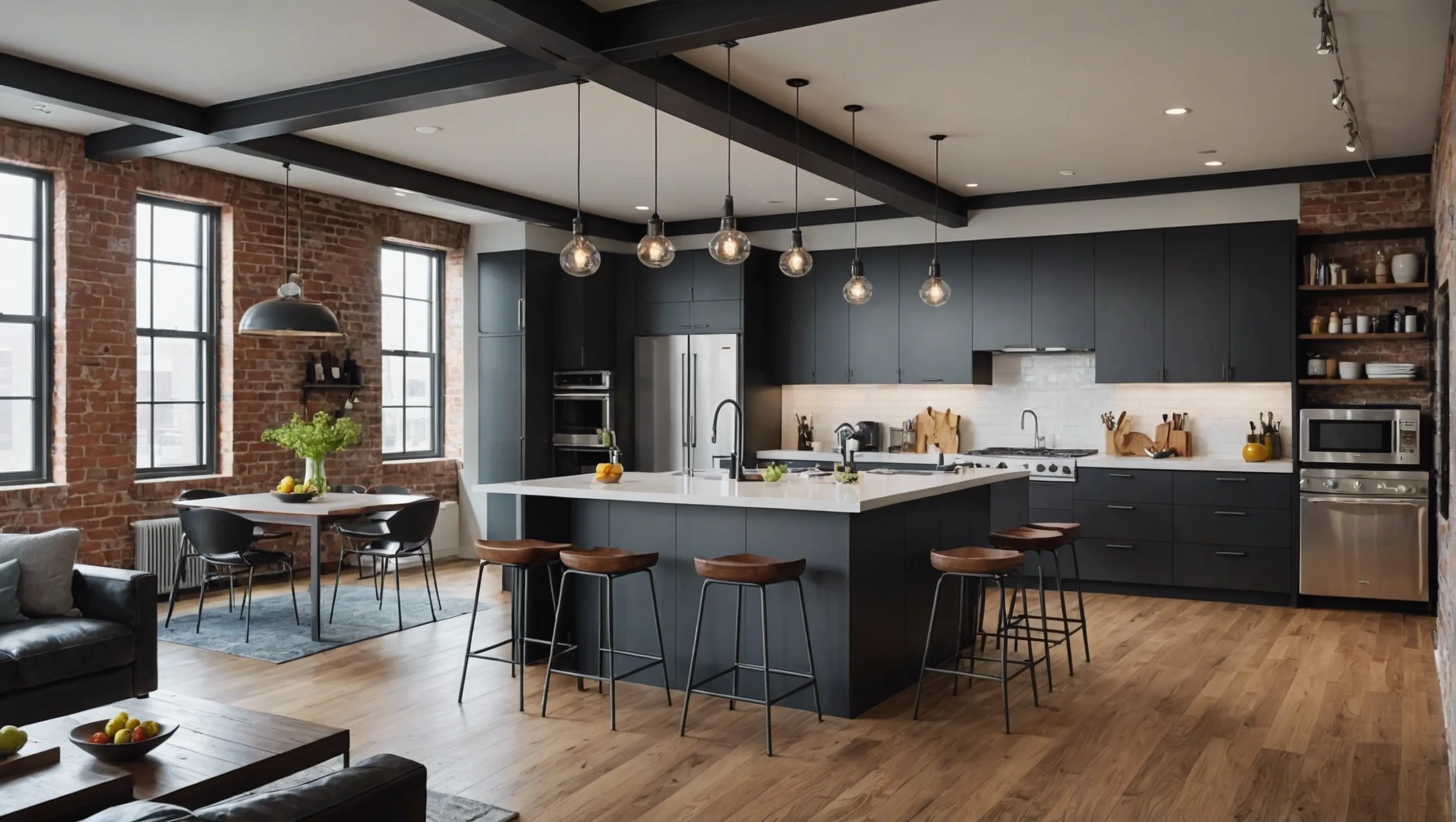 Loft avec cuisine ouverte, un espace moderne et convivial