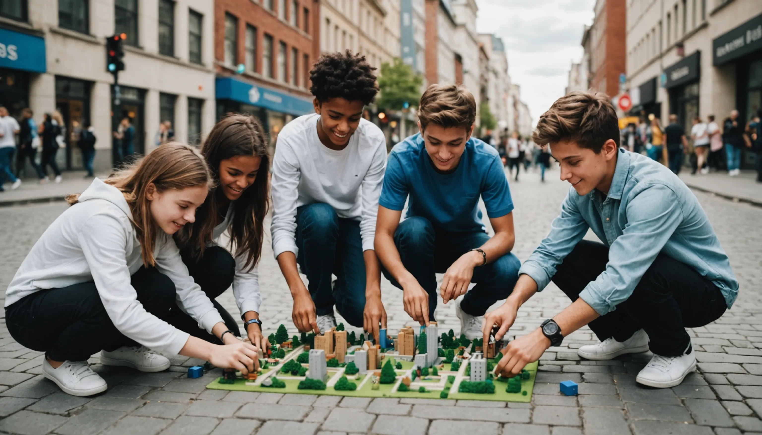 Teenagers engaging with city-building games like SimCity