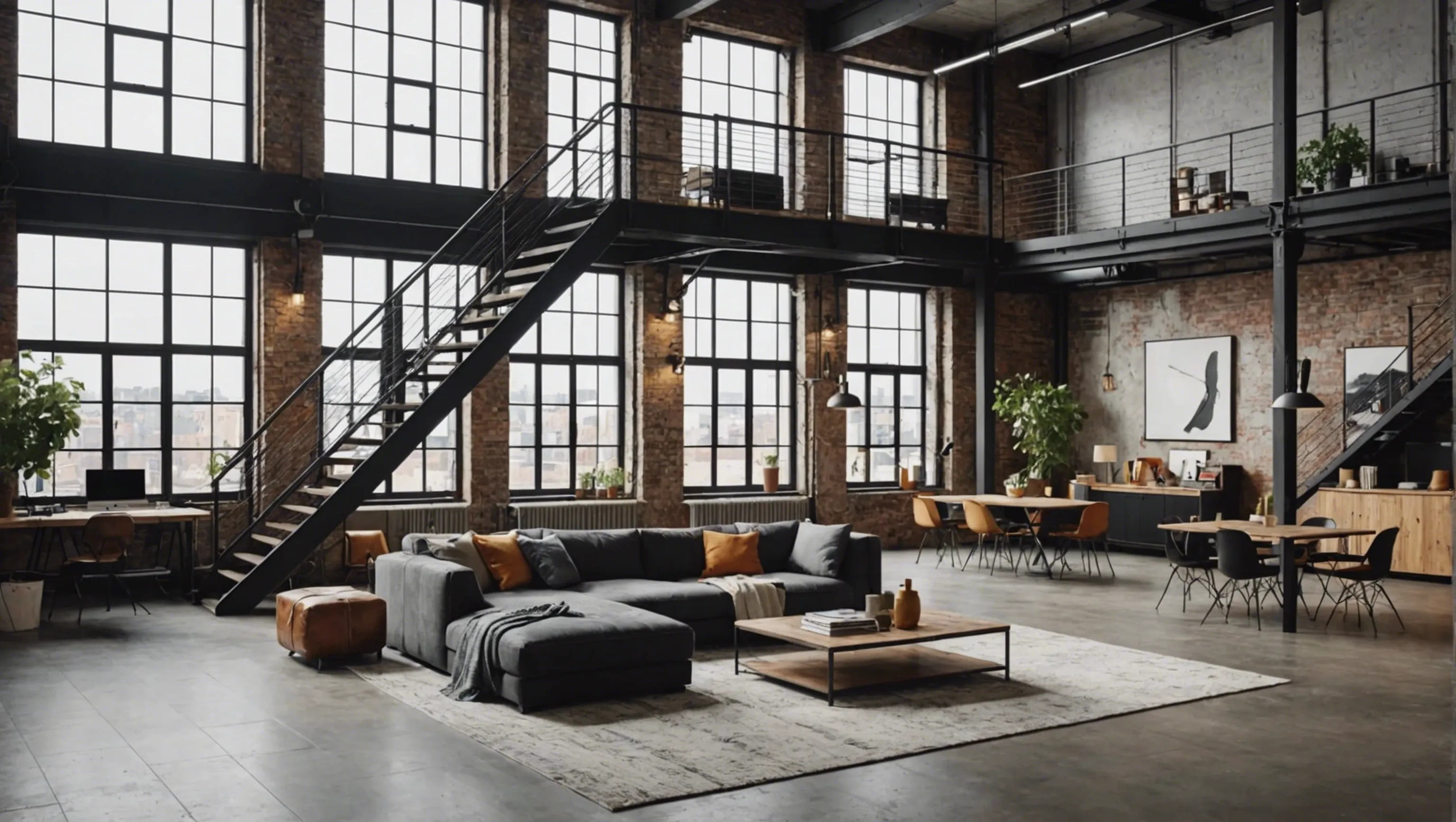 Loft avec mobilier design pour l'industrie du marketing et de la communication