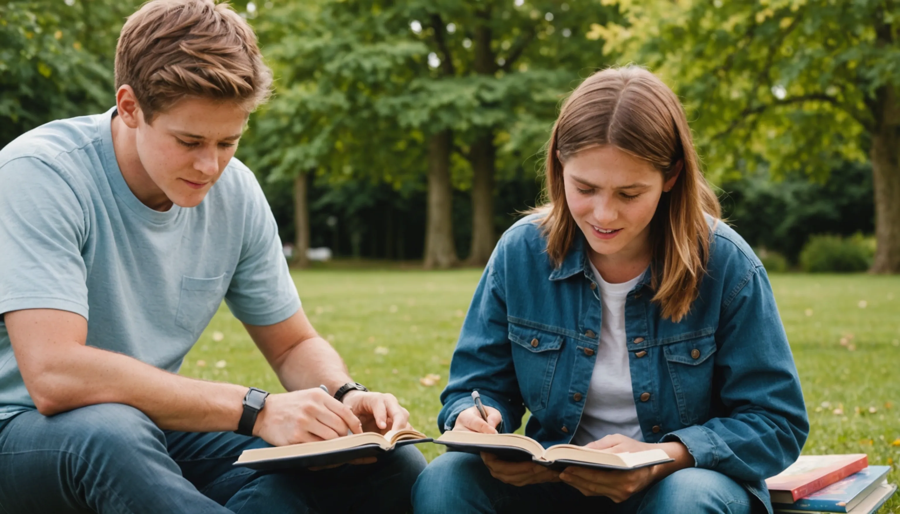 Parent guiding a teenager on limiting screen time