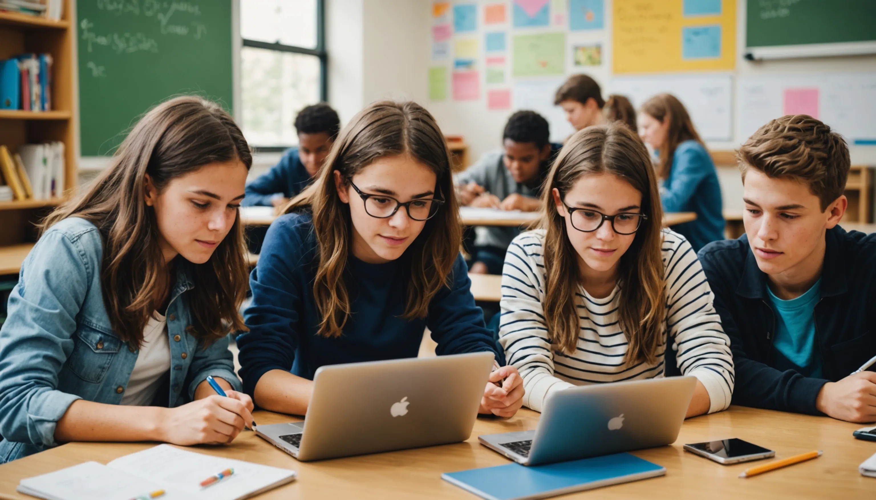 Teenagers using EdTech tools for enhanced learning experience