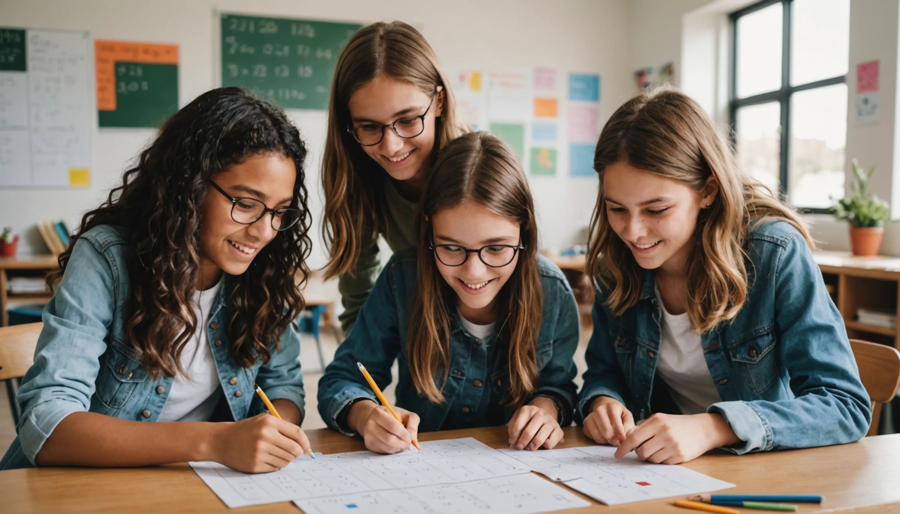 Teenagers enjoying engaging math games for learning