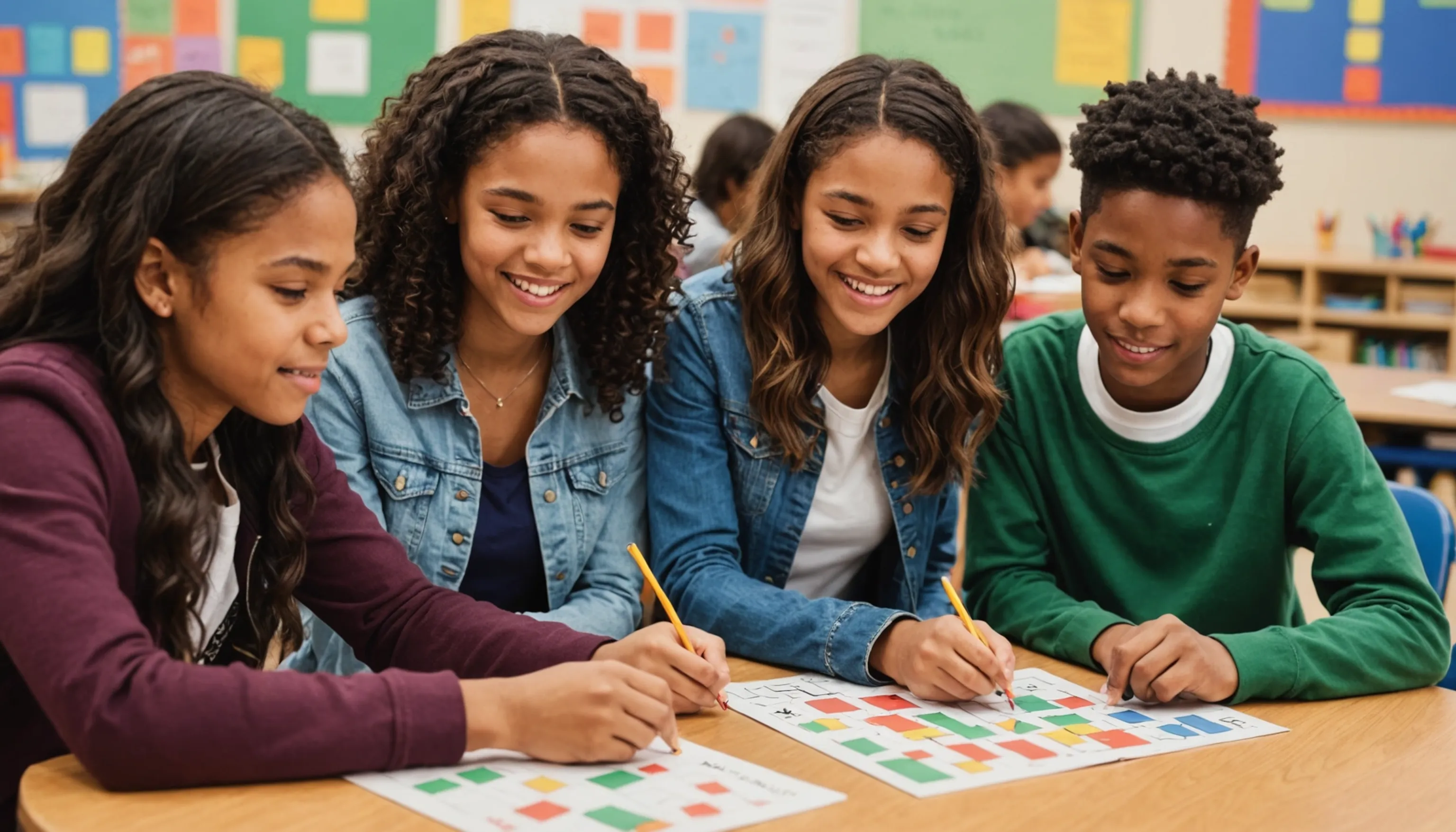 Teenagers engaging in fun after school math activities