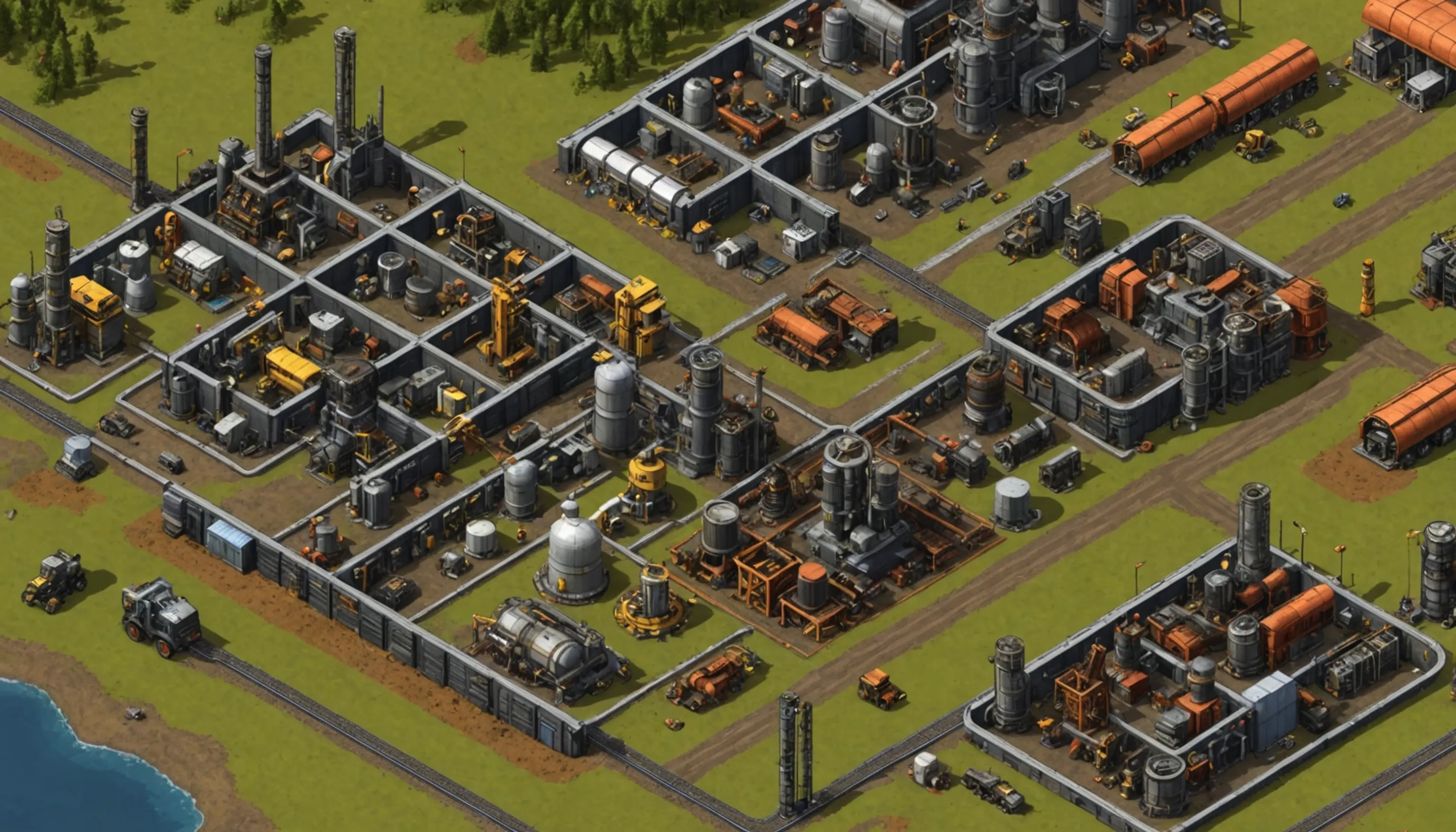 Factorio gameplay featuring factory building and resource automation