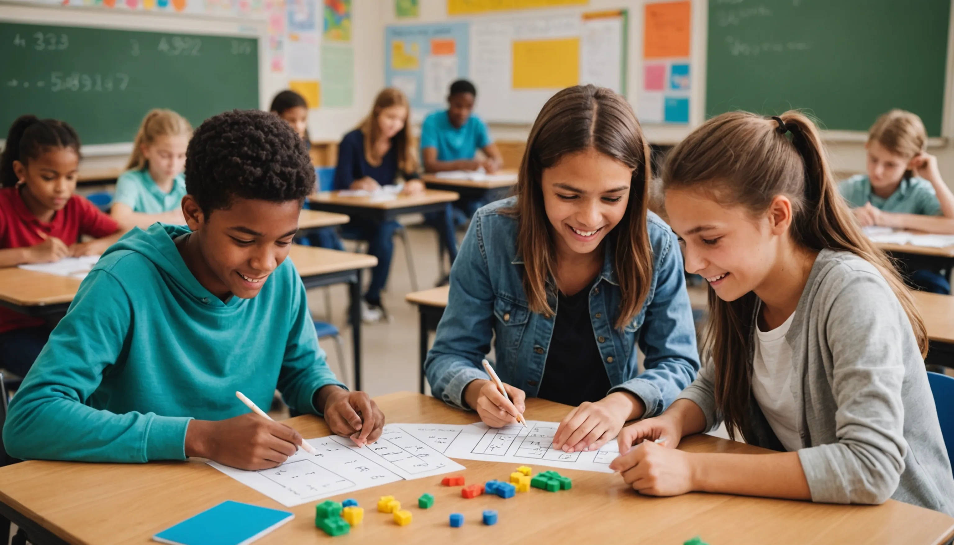 Teenagers engaging with mini math games for better learning