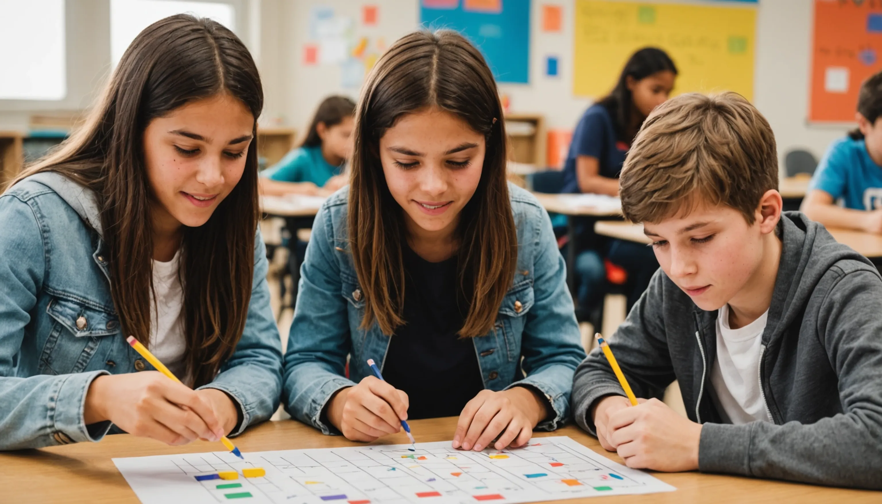 Teenagers engaging in after school math activities and projects