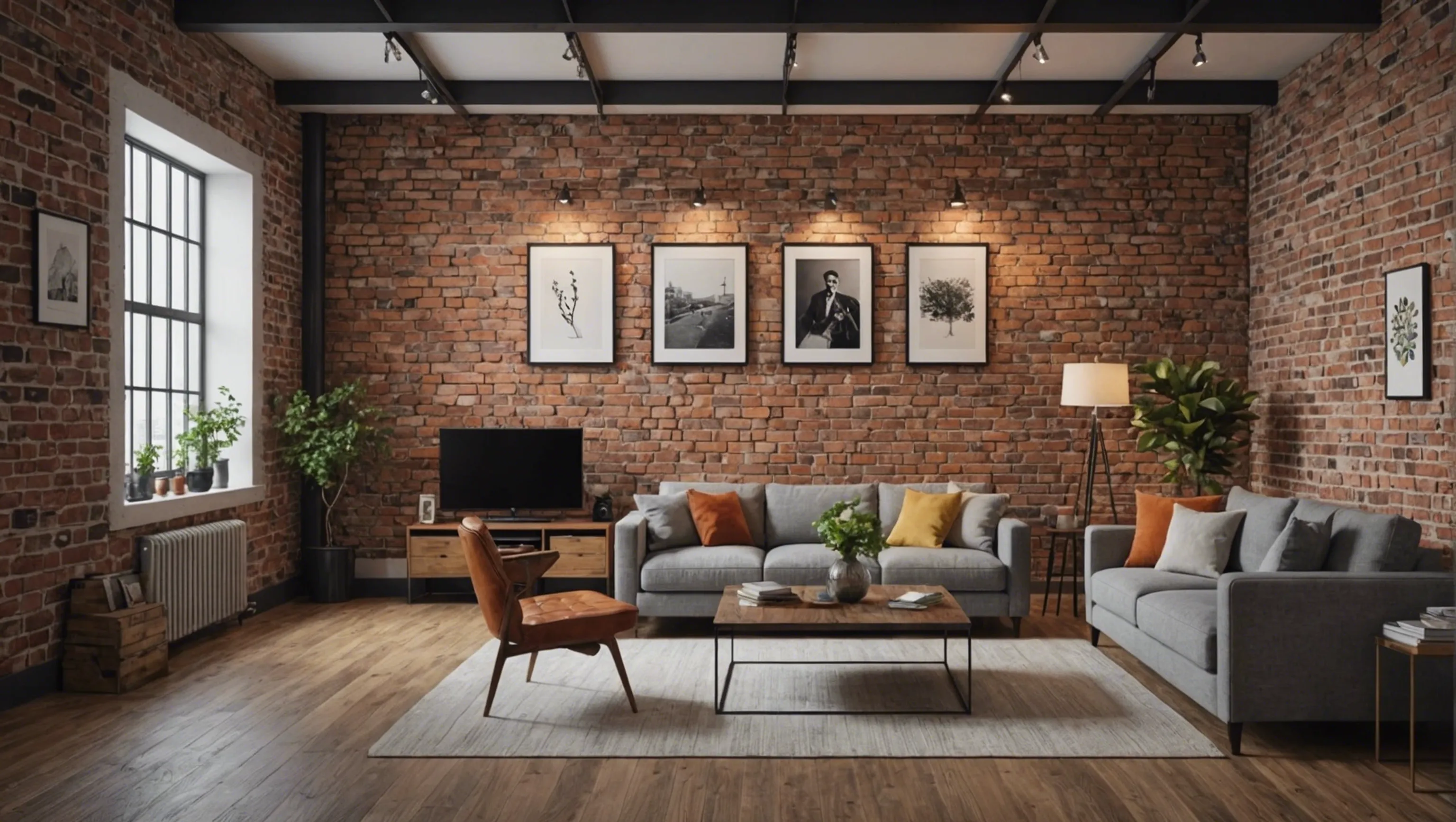 Loft avec mur en briques