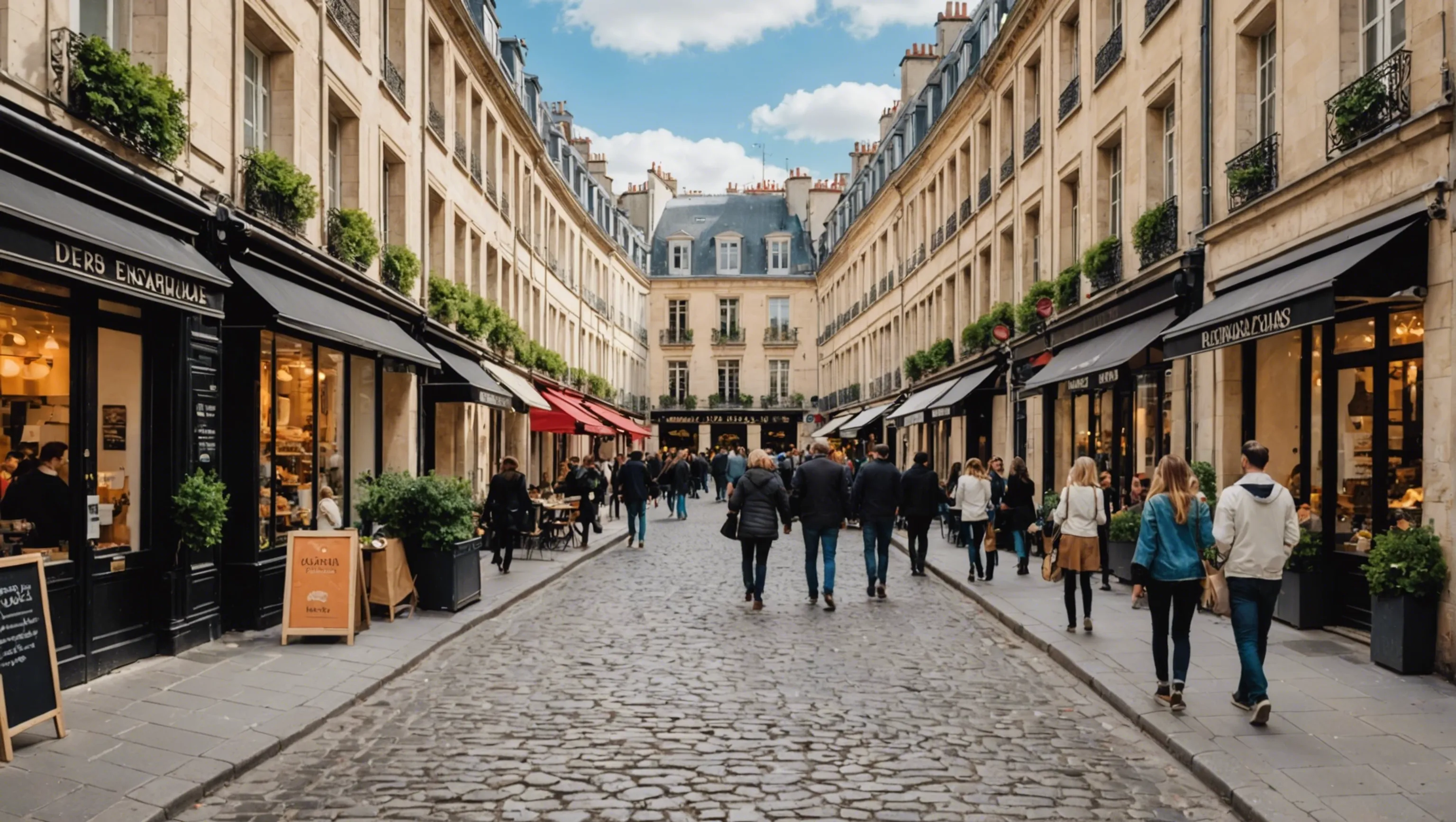 Rues animées du Marais à Paris