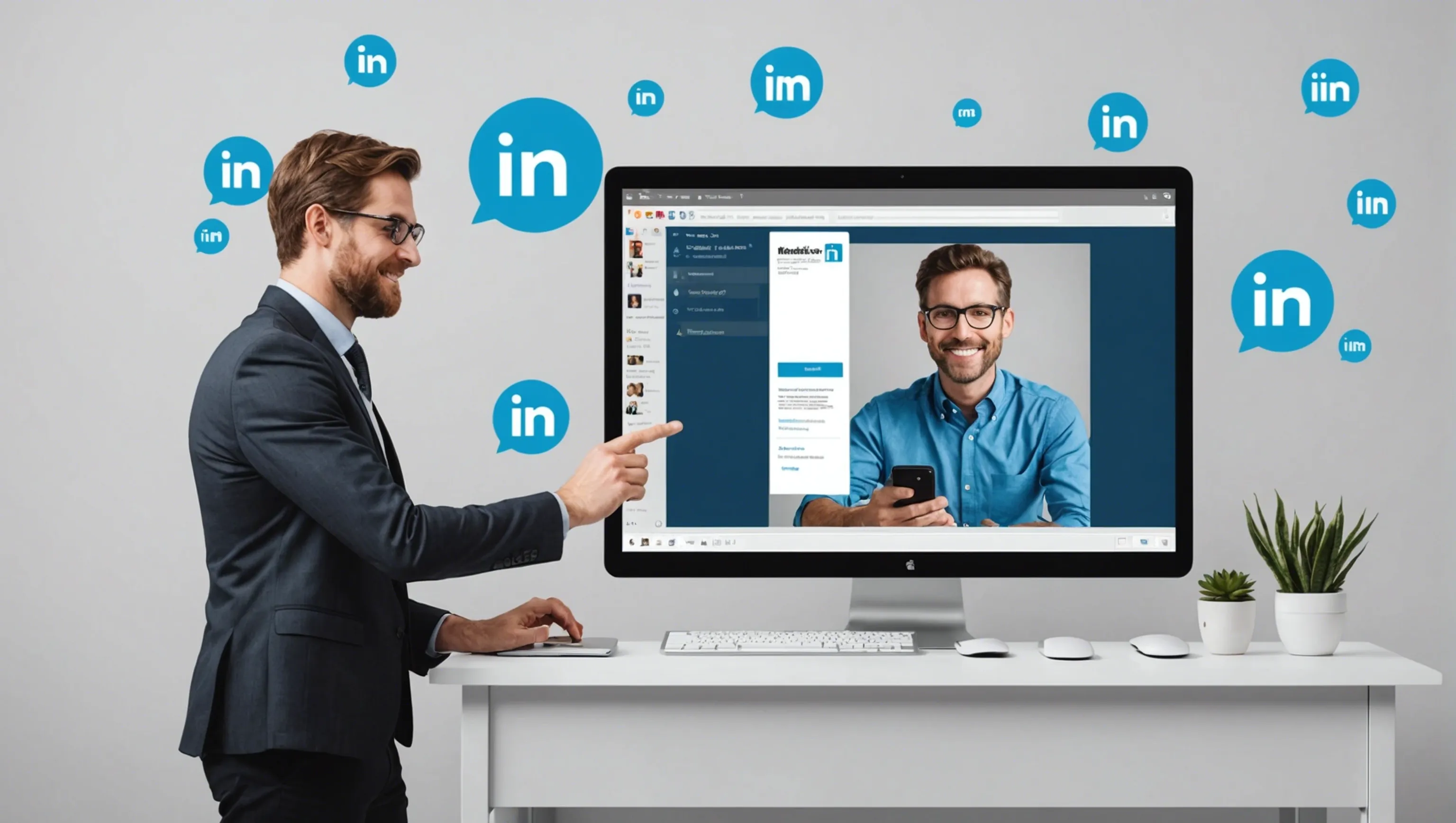 Marketer, der InMails auf LinkedIn sendet