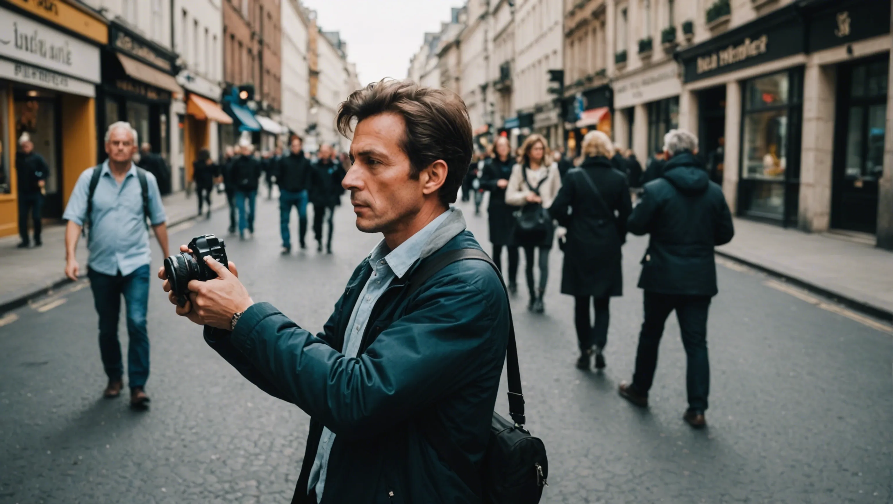 Photographe de rue capturant l'instant décisif