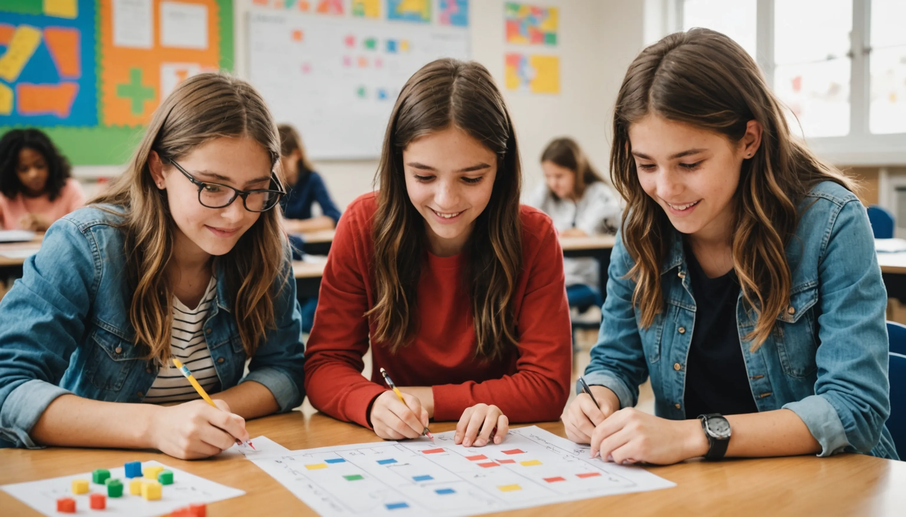 Teenagers playing engaging math games in classrooms and at home