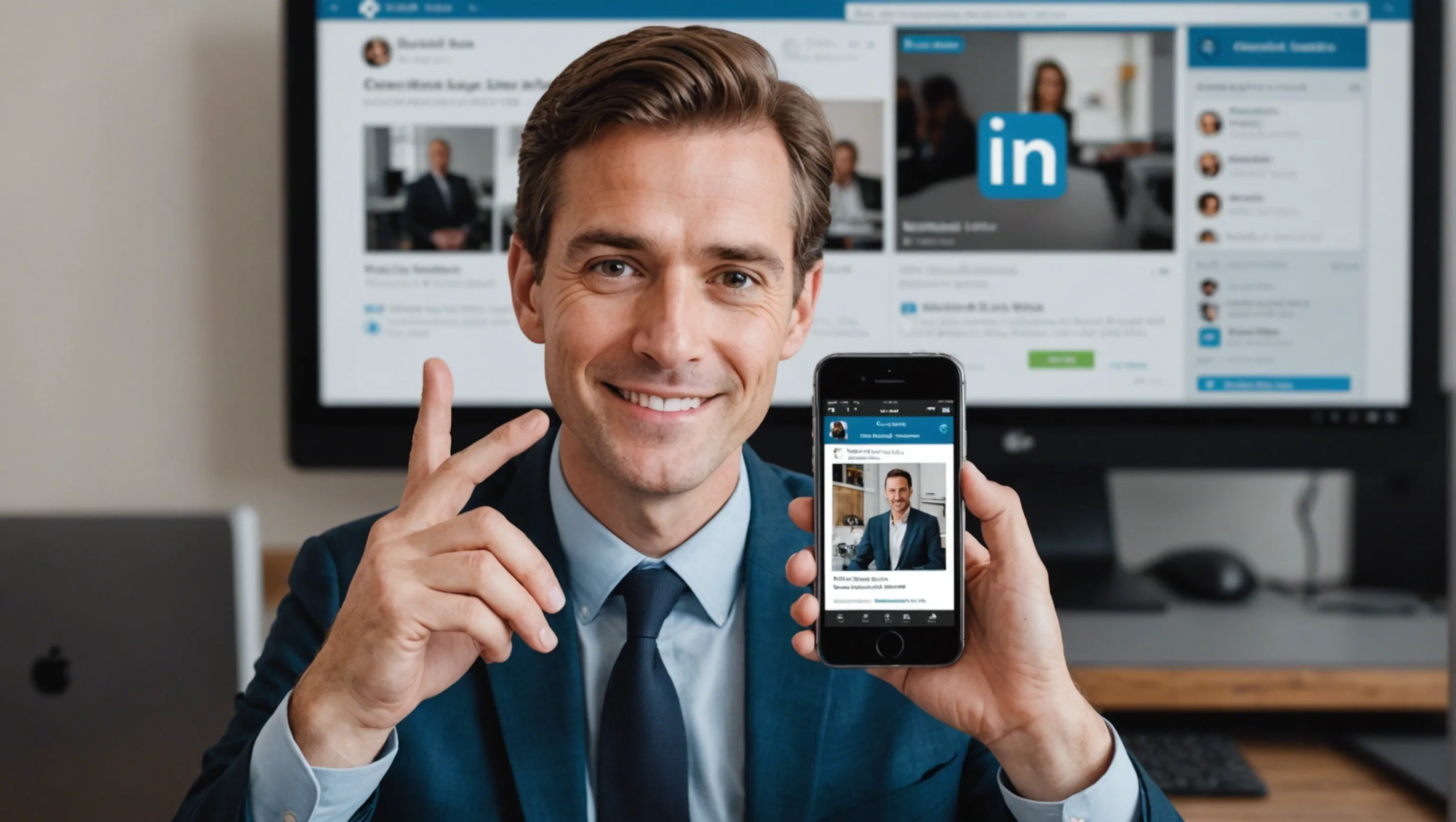 Marketer using LinkedIn to connect with contacts