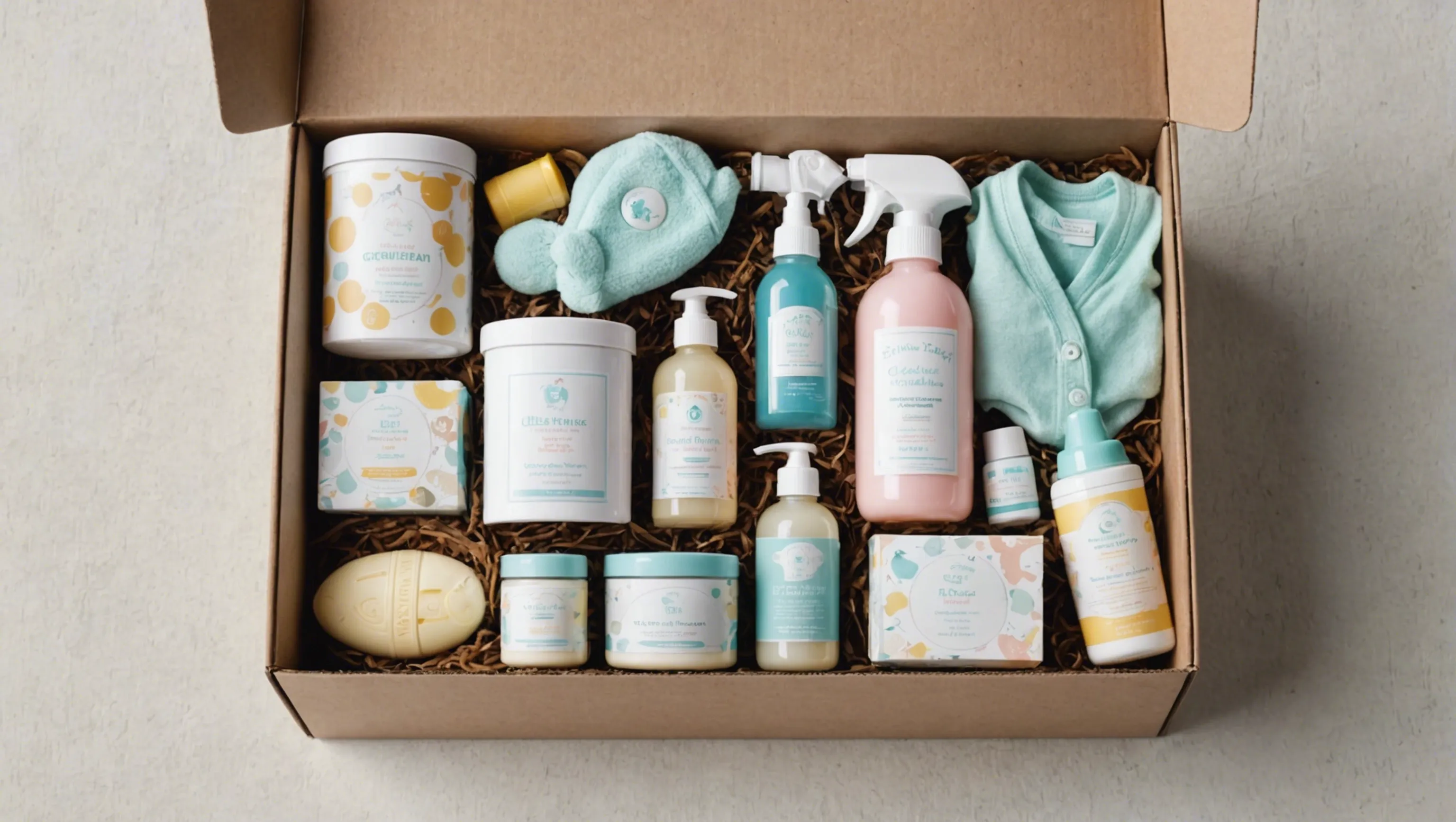 Une box bébé remplie de produits pour les nouveaux parents