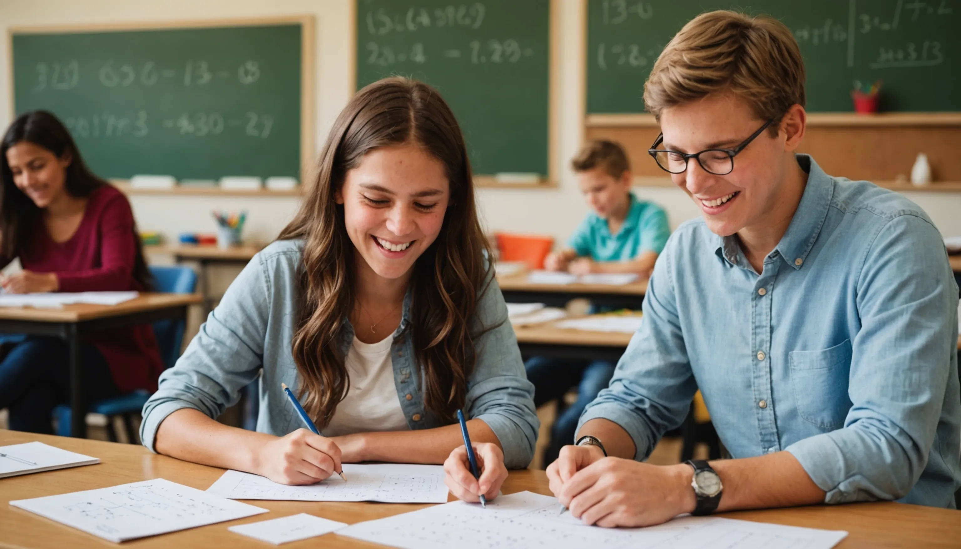 Teenager engaging in math learning with positive emotions