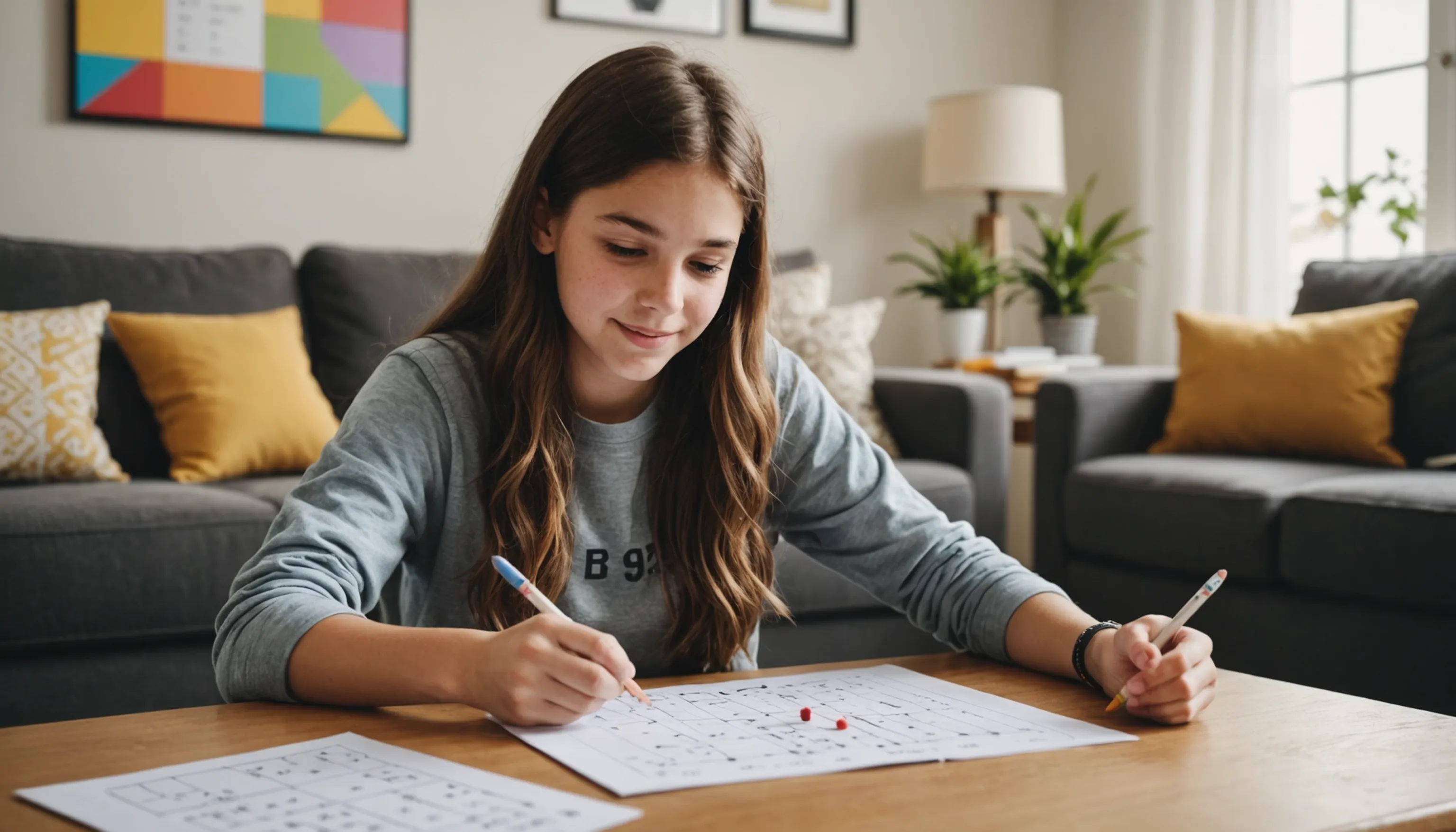 Teenager enjoying math games for better learning