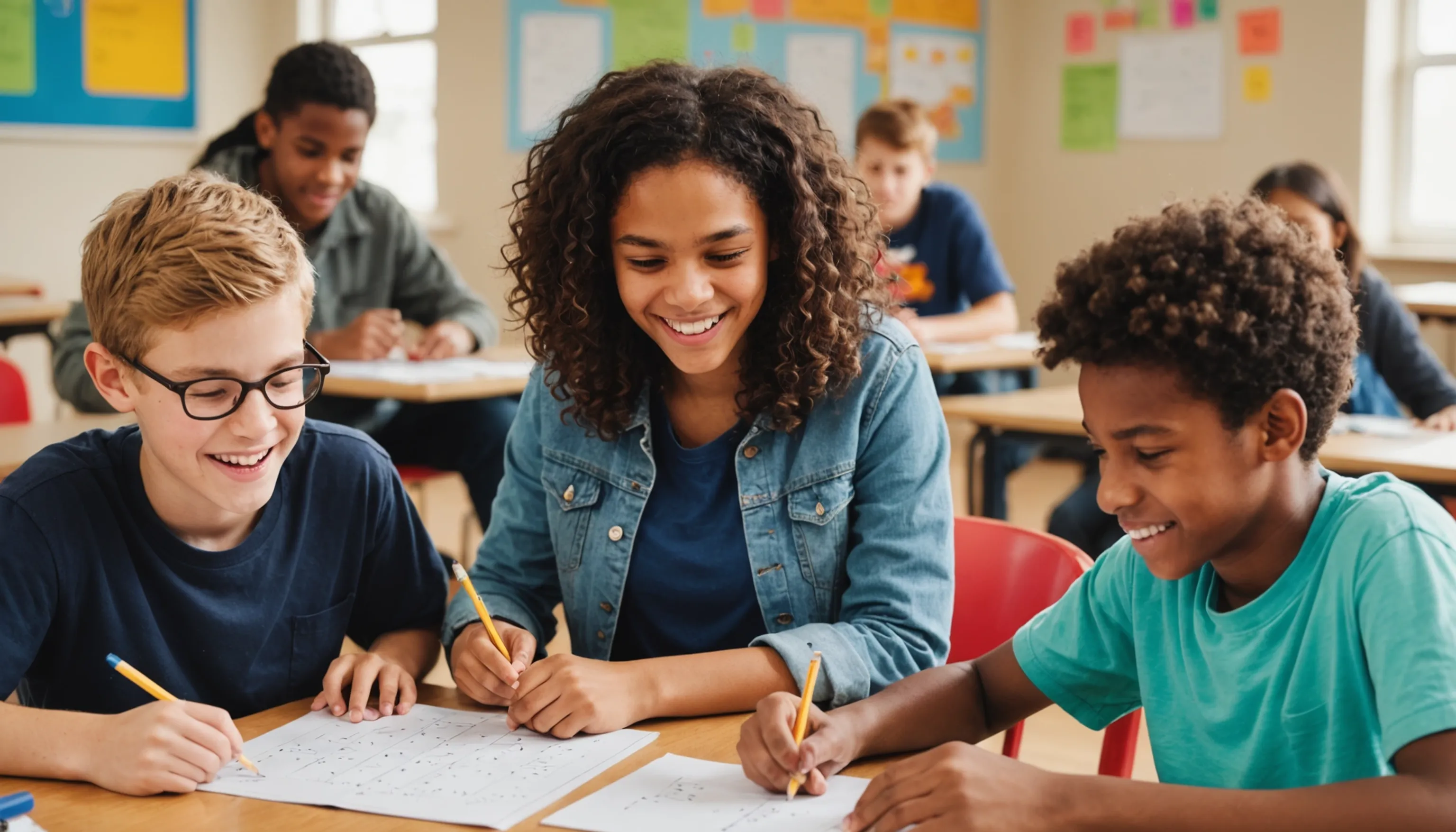 Teenagers enjoying math games to enhance learning