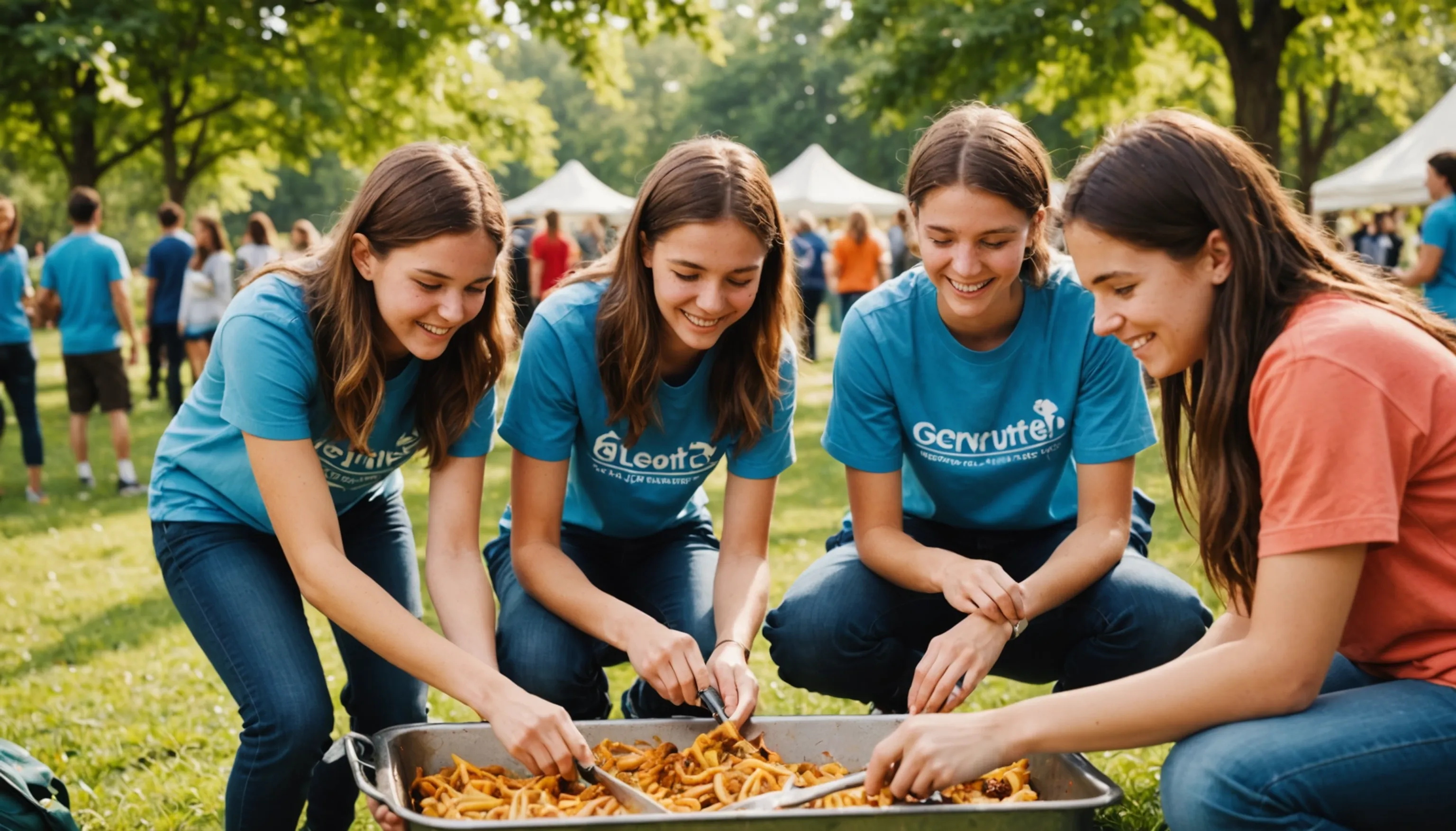 Teenagers volunteering for local community causes