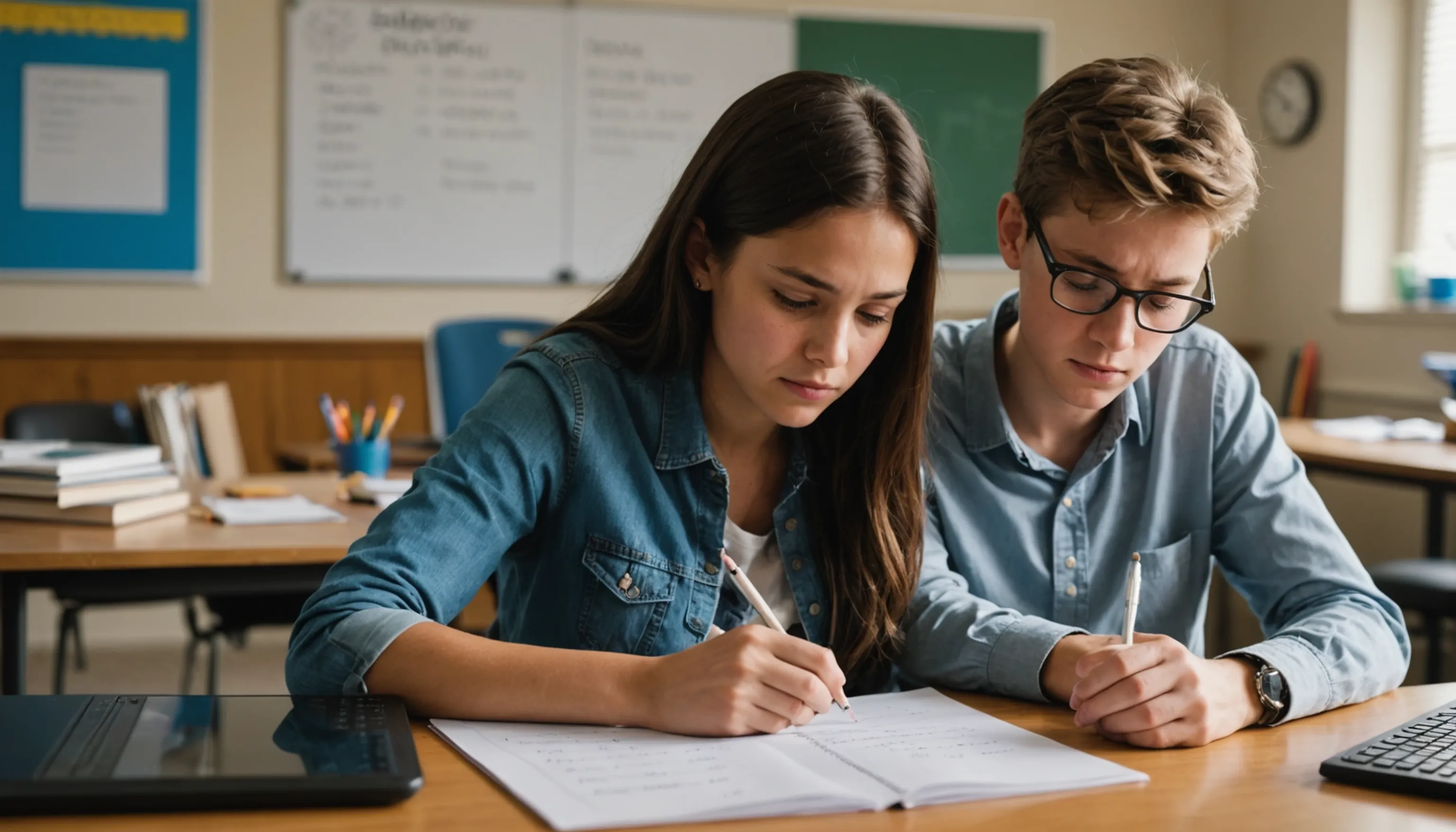 Parent helping teenager overcome math anxiety