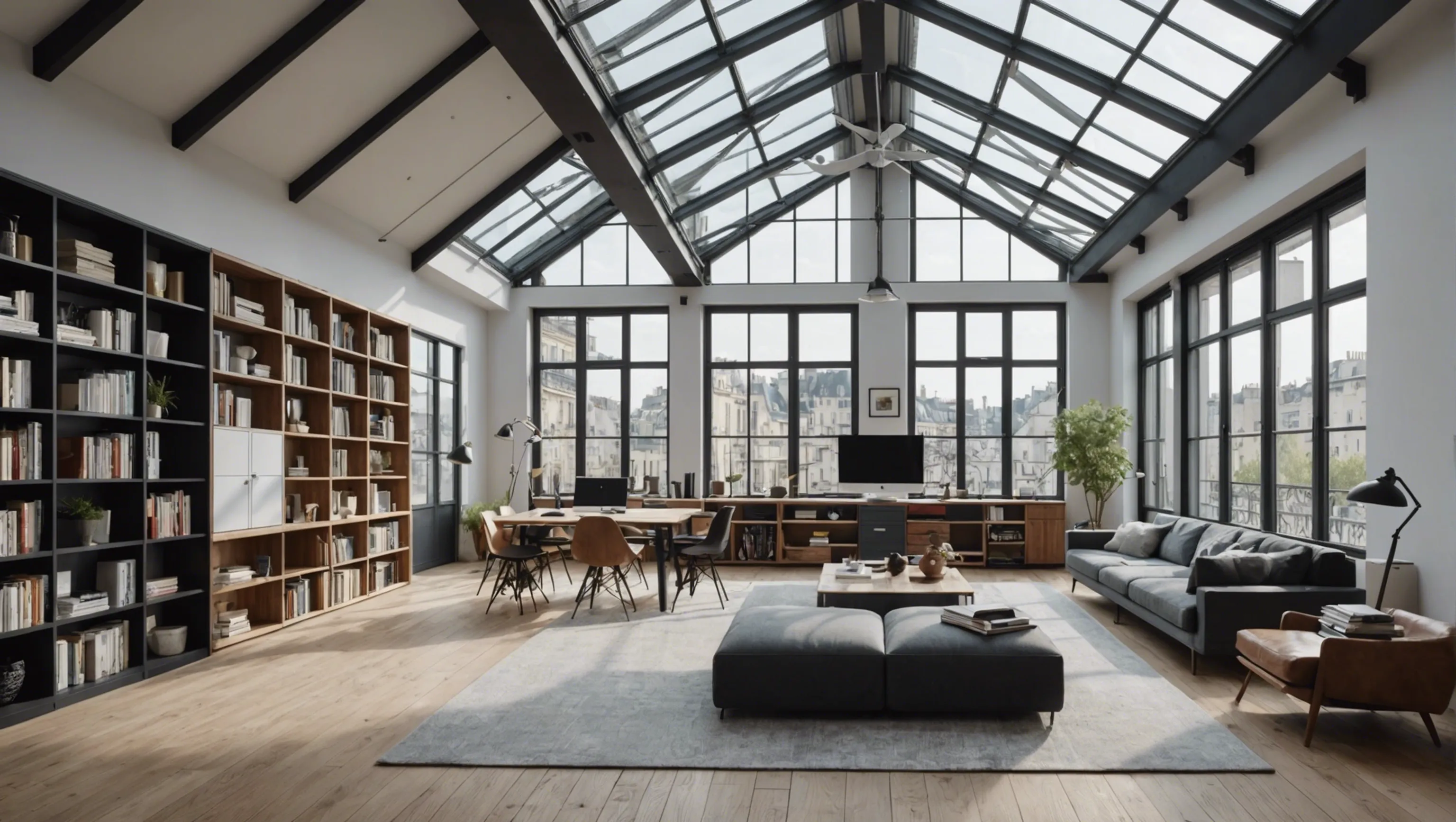 Optimisation de l'espace dans un loft avec verrière à Paris