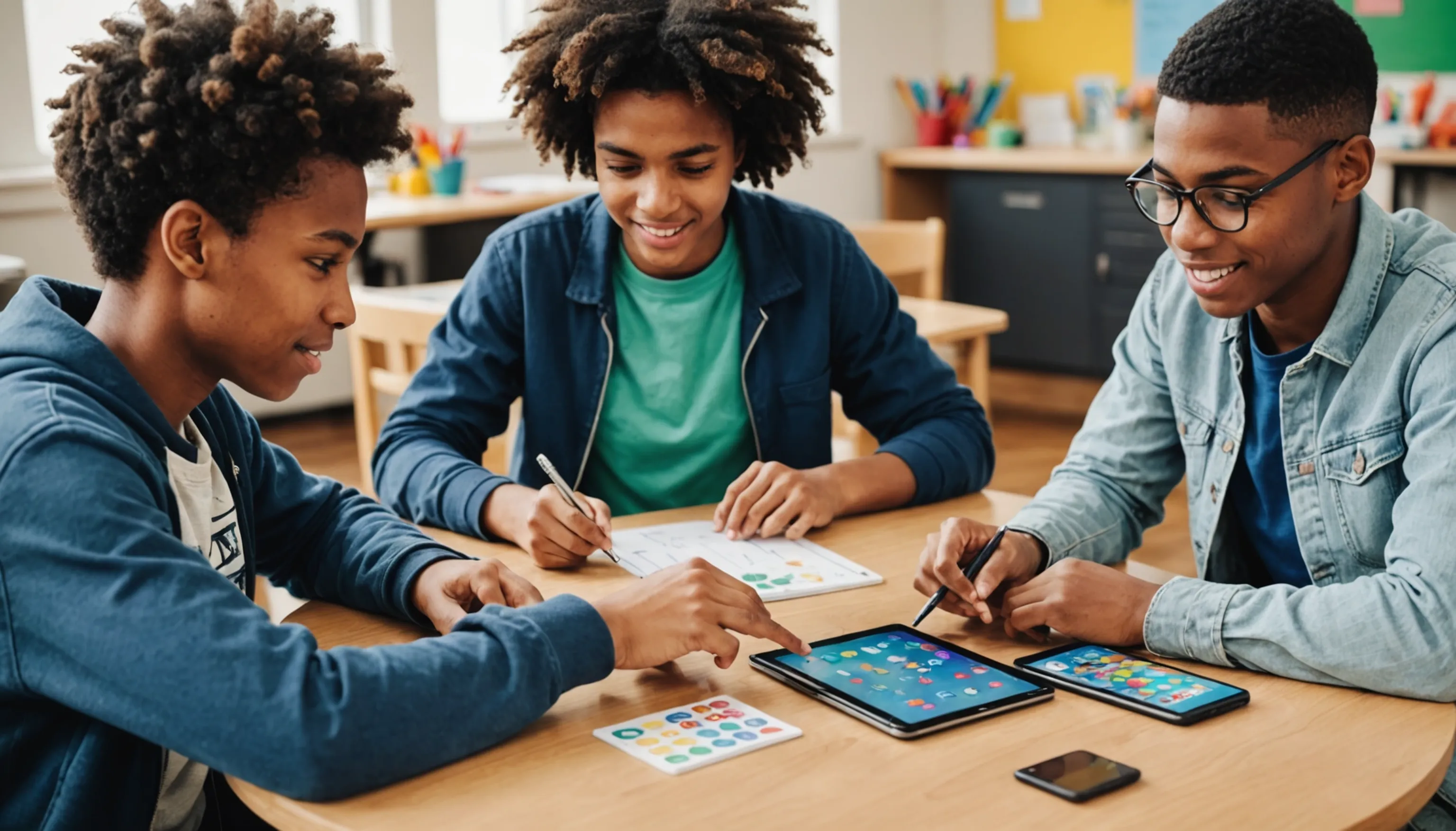 Teenagers playing free educational math games