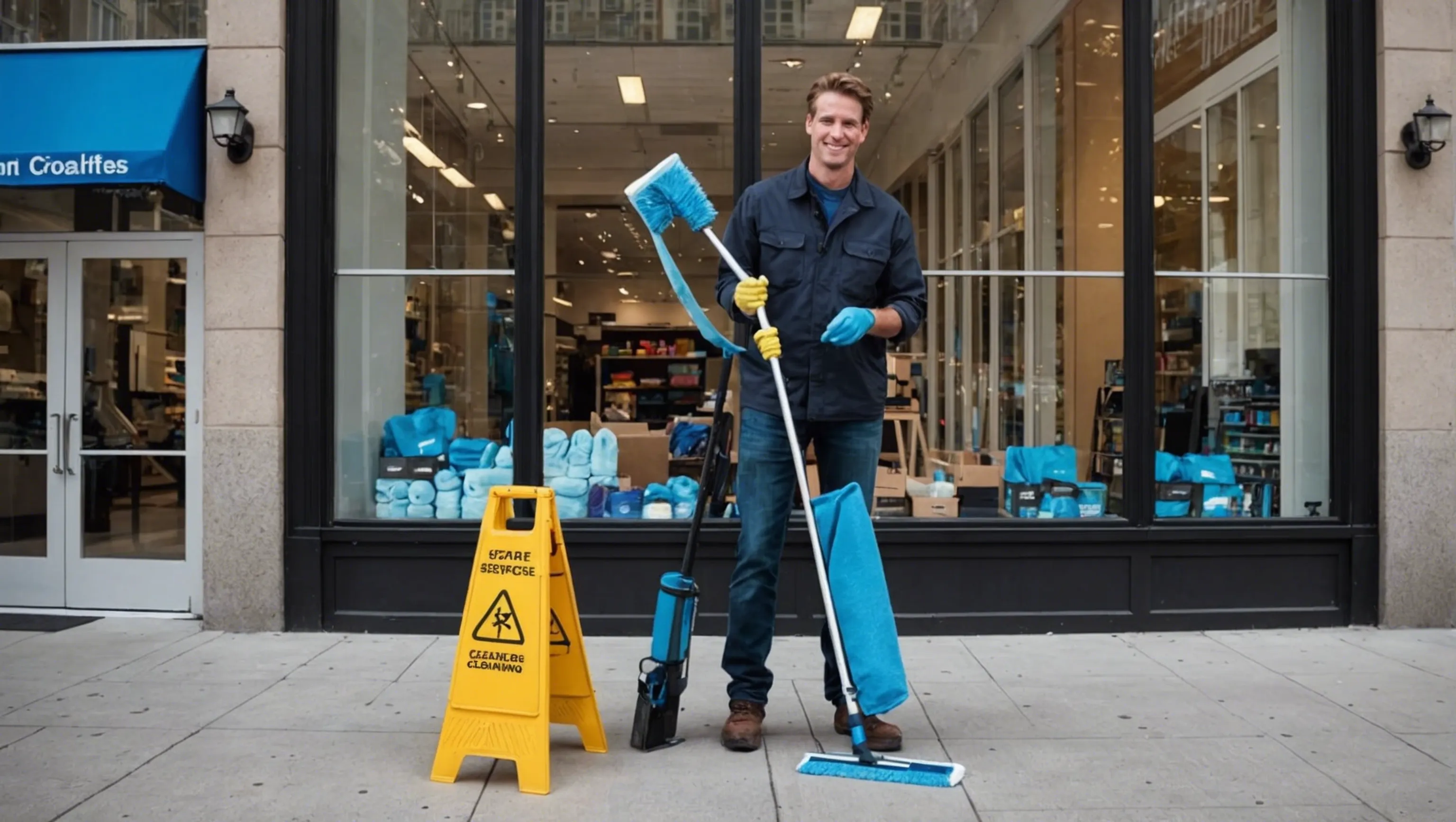 Matériel nécessaire pour le nettoyage des vitrines de magasins