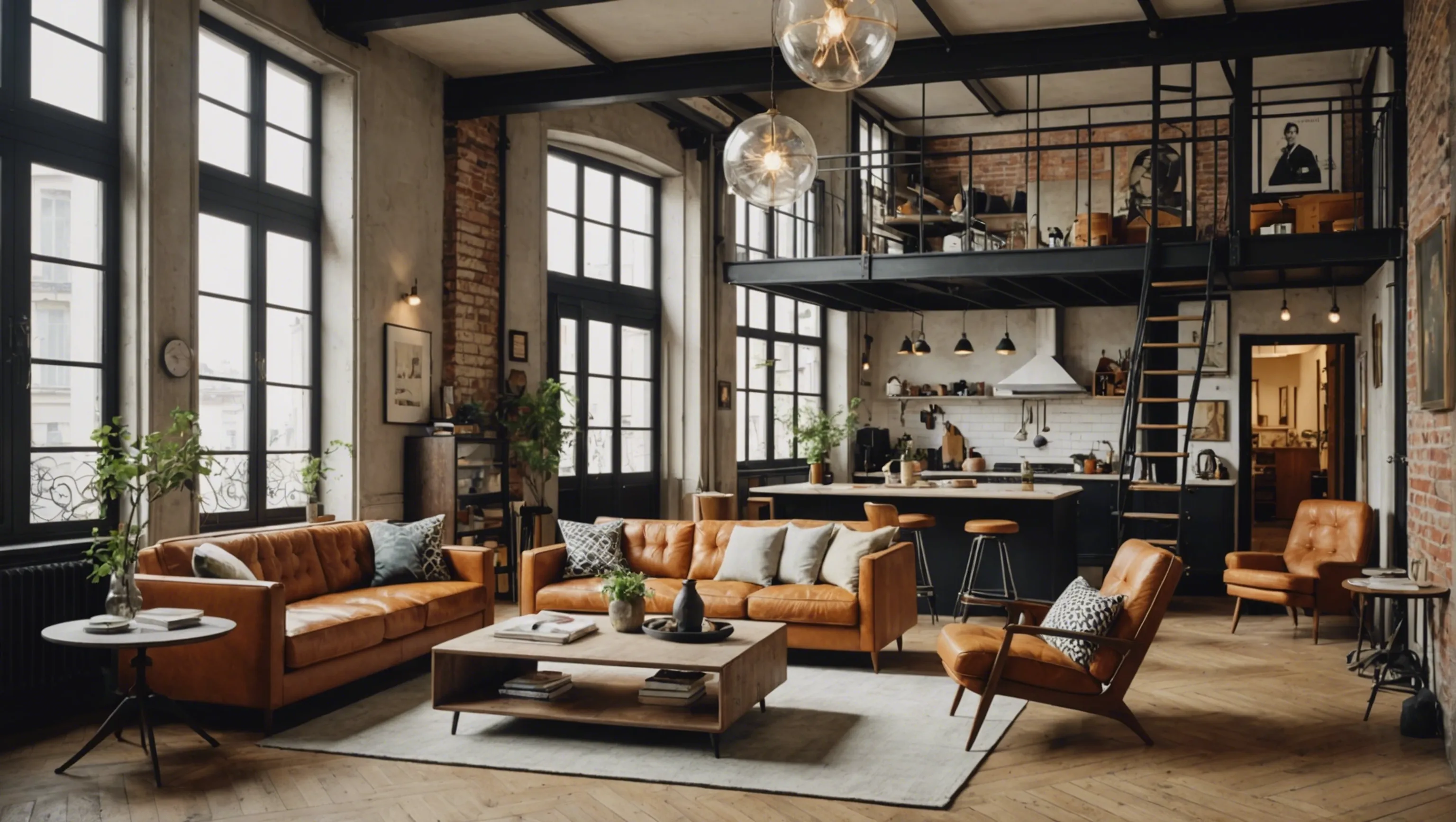 Atmosphère rétro et nostalgique dans un loft rétro à Paris