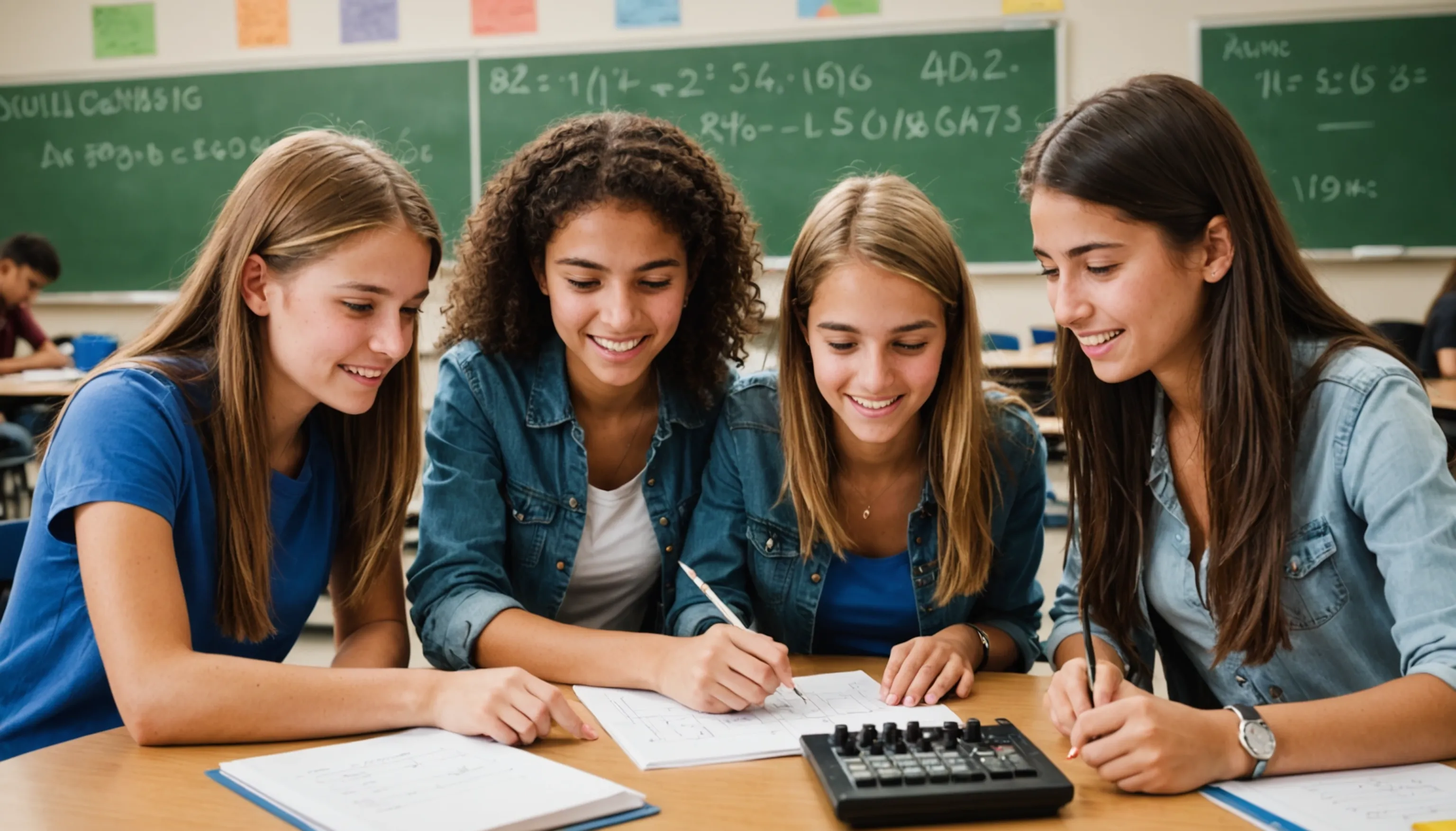 Teenagers playing engaging calculus games for learning